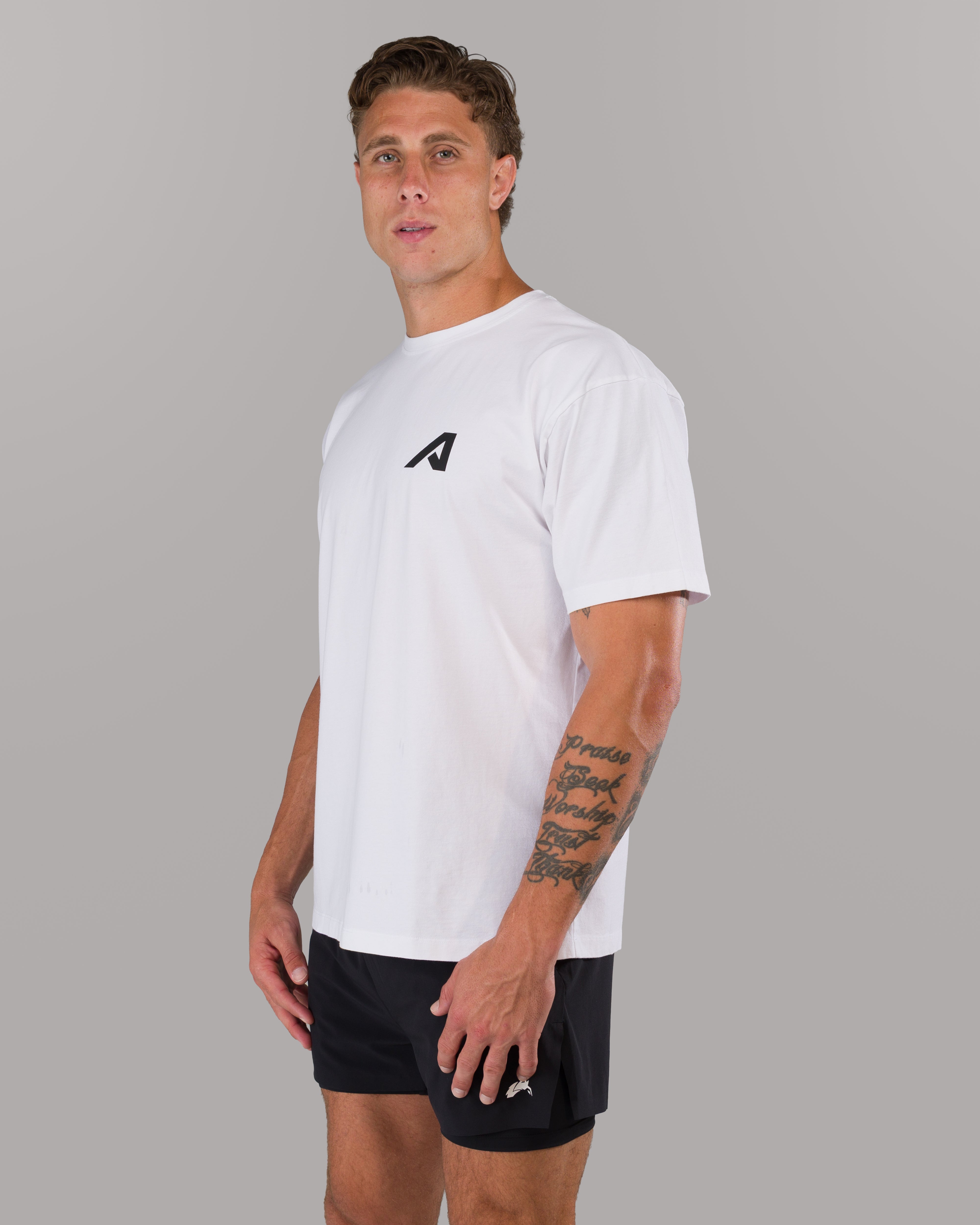 Premium Alpha Tee - Soft Cotton Men's T-Shirt in White | Casual Wear, Gym, Lounge & Everyday Outfits