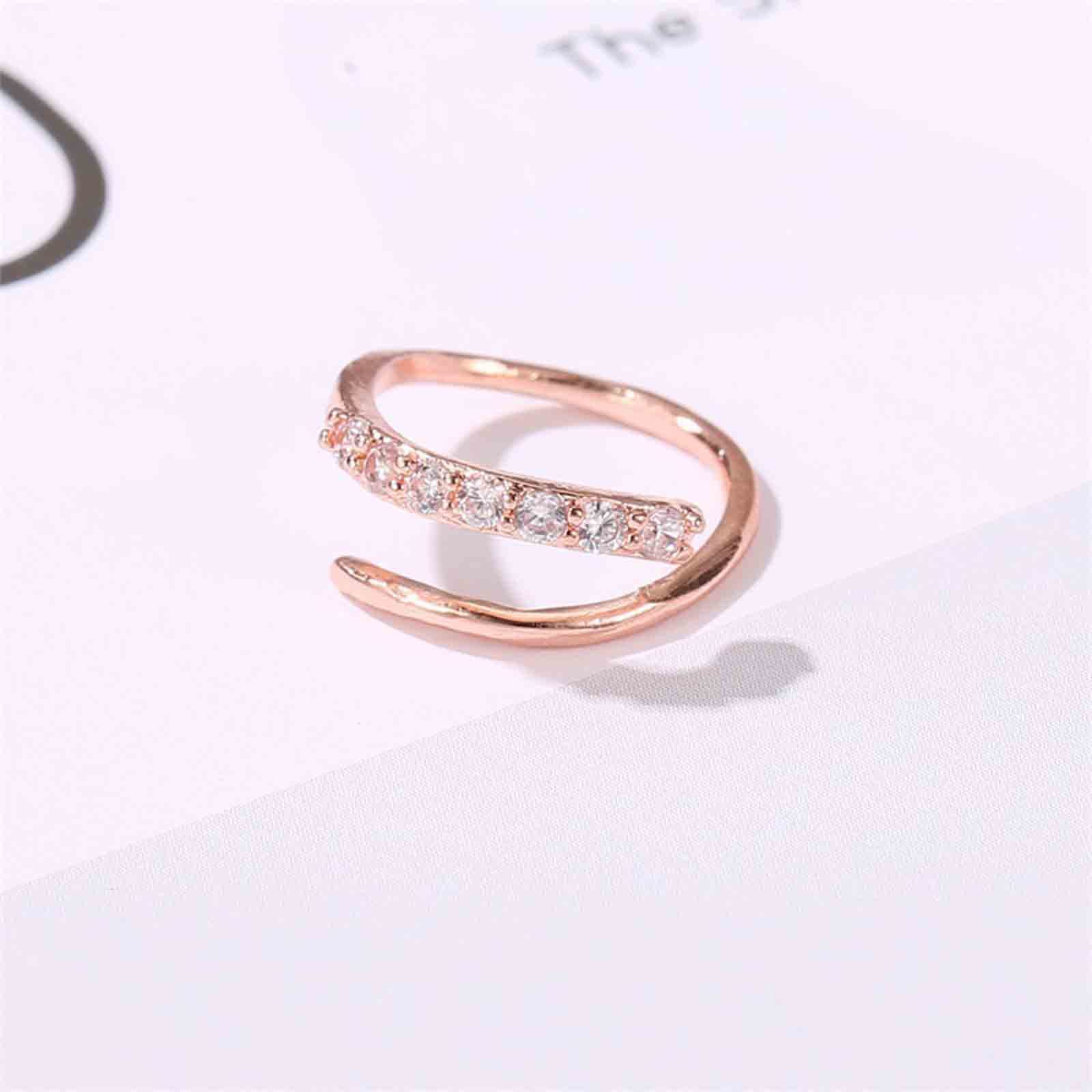 Boho Rhinestone Twist Earrings | Rose Gold Spiral Double Hoop Earrings | CZ Swirl Wrap Hoop Jewelry for Women & Girls | Perfect for Parties, Weddings & Everyday Wear