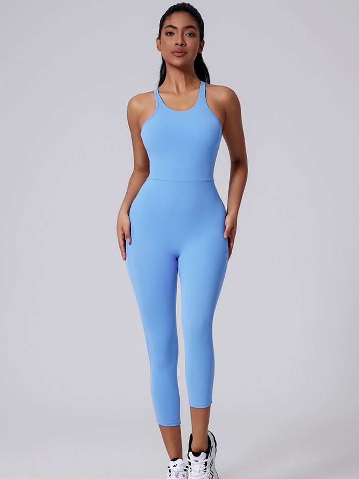 ZASUWA Women's V-Neck Cross Back Backless Bodycon Jumpsuit - Slimming Hip Lift Design for Evening Party, Clubwear & Night Out