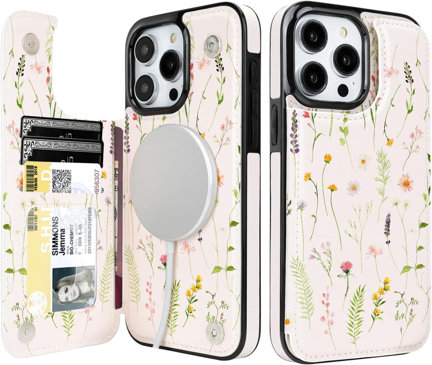 iPhone 15 Plus Wallet Case with Card Holder Slots - PU Leather Folio Flip Cover with Kickstand & Double Magnetic Clasp | Perfect for Daily Commute, Business Meetings & Travel Protection