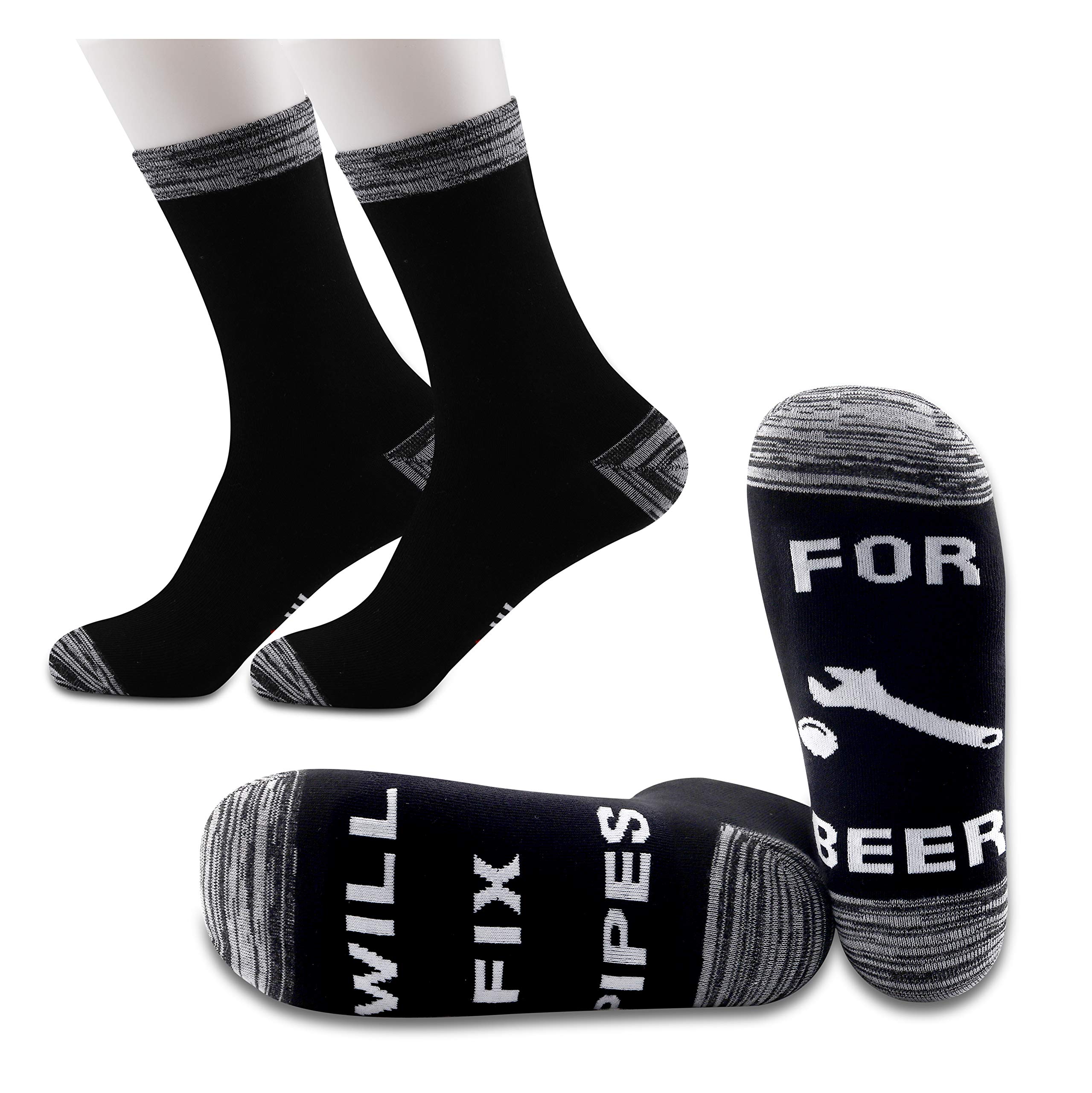 Funny Plumber Socks for Men - 2 Pairs Pipe Layer Socks with Beer & Tool Designs - Perfect Gifts for Plumbers, Pipefitters & DIY Enthusiasts - Great for Work, Gag Gifts & Casual Wear