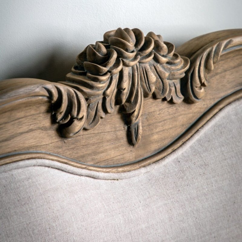 Hand Carved Solid Wooden Upholstered Bed Frame - Queen Size Luxury Bedroom Furniture for Master Bedroom & Guest Room
