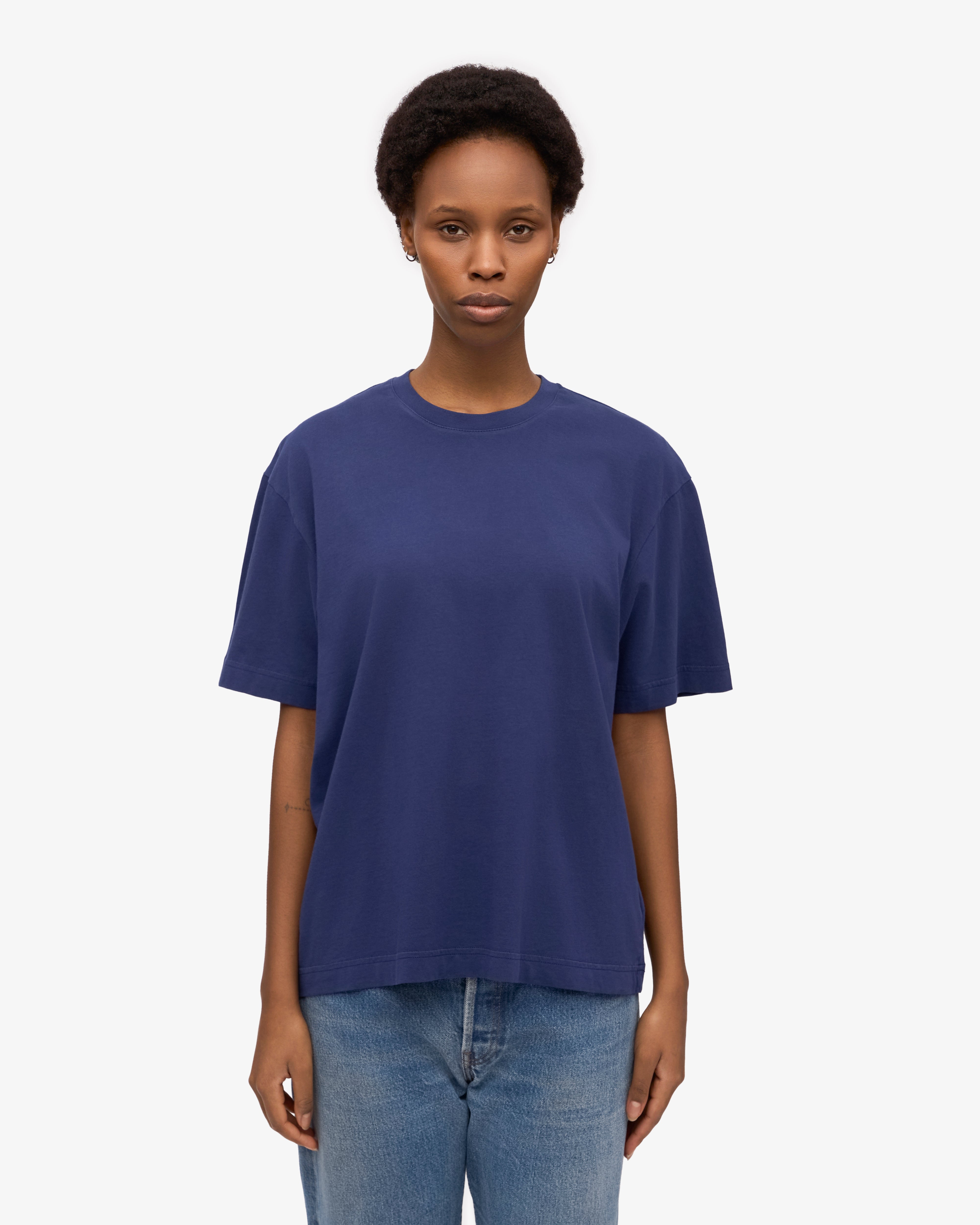 Premium Oversized Organic Cotton T-Shirt for Men & Women - Soft, Breathable & Eco-Friendly - Marine Blue - Perfect for Casual Wear, Loungewear & Street Style