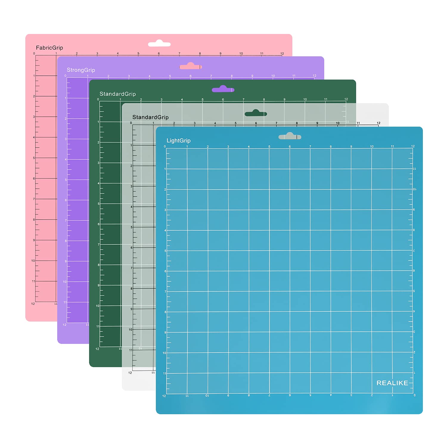 REALIKE 5-Piece Variety Cutting Mat Set & 36-Pack Dual Tip Marker Pens for Cricut Machines - Perfect for DIY Crafts, Scrapbooking, and Vinyl Cutting Projects