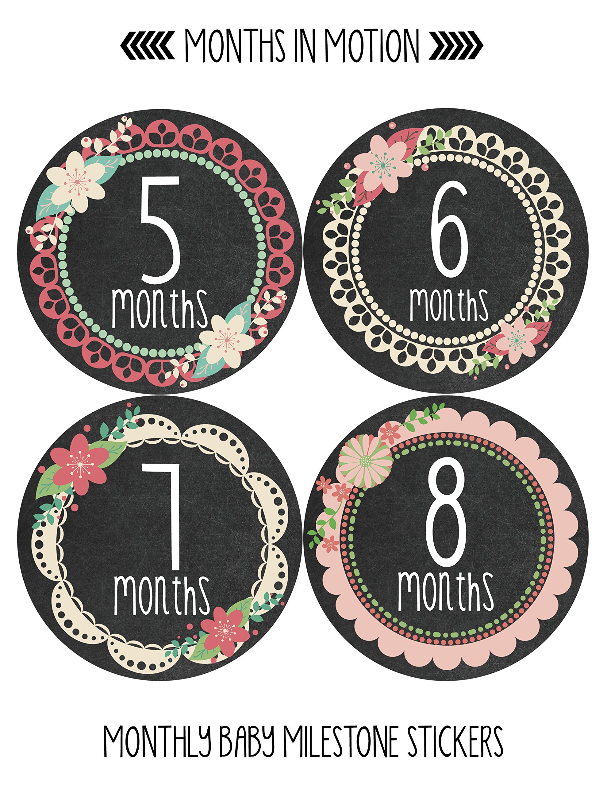 Baby Monthly Milestone Stickers for Newborn Girls - Adhesive Photo Props for 1-12 Month Milestones - Perfect for Baby Photo Shoots, Scrapbooking & Memory Keepsakes