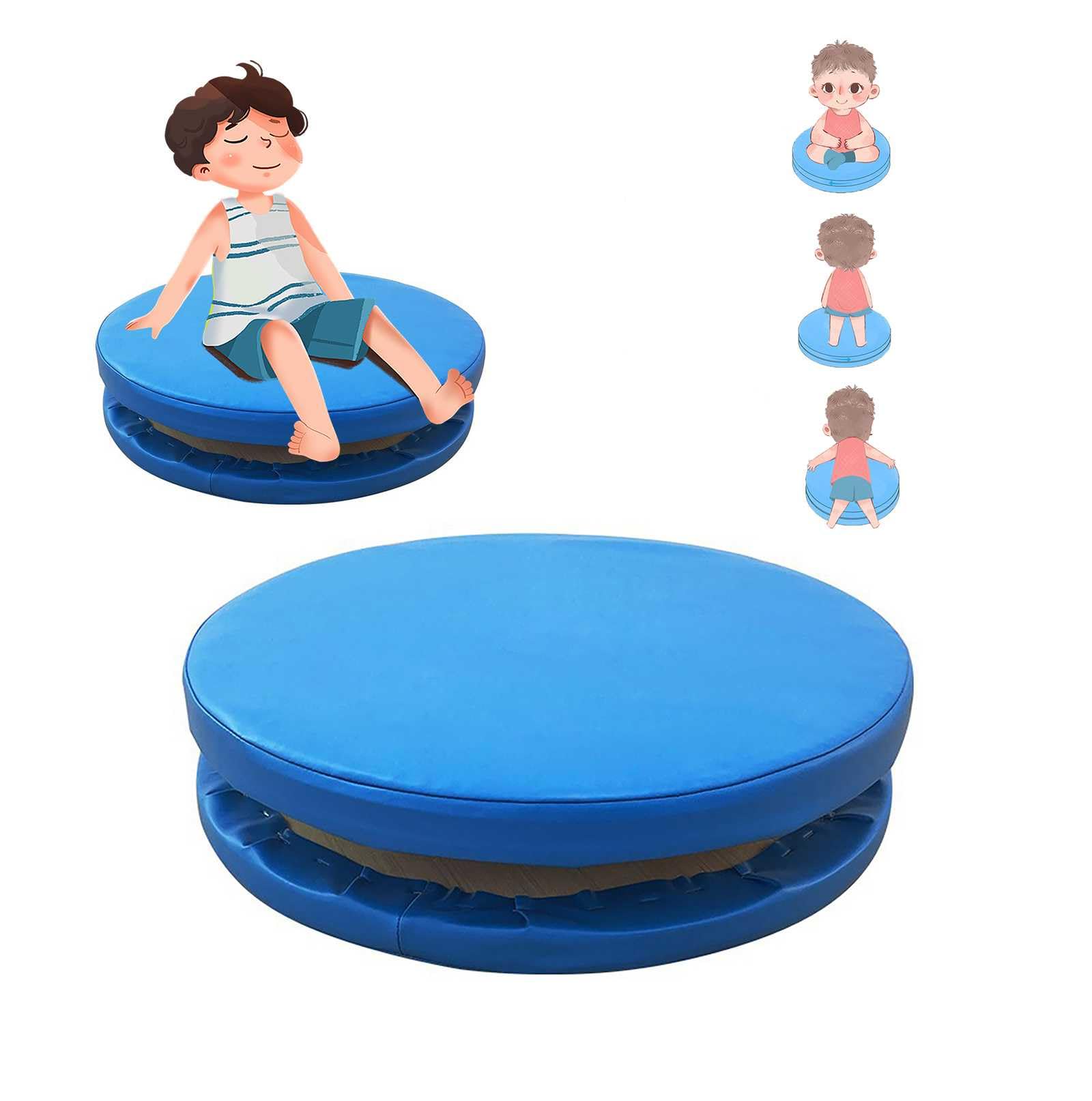 Sensory Spinning Chair for Kids - Upholstered Swivel Seat, Autism-Friendly Low to Ground Safe Design for Multi-Posture Training & Coordination - Perfect for Sensory Rooms, Classrooms & Home Therapy Use