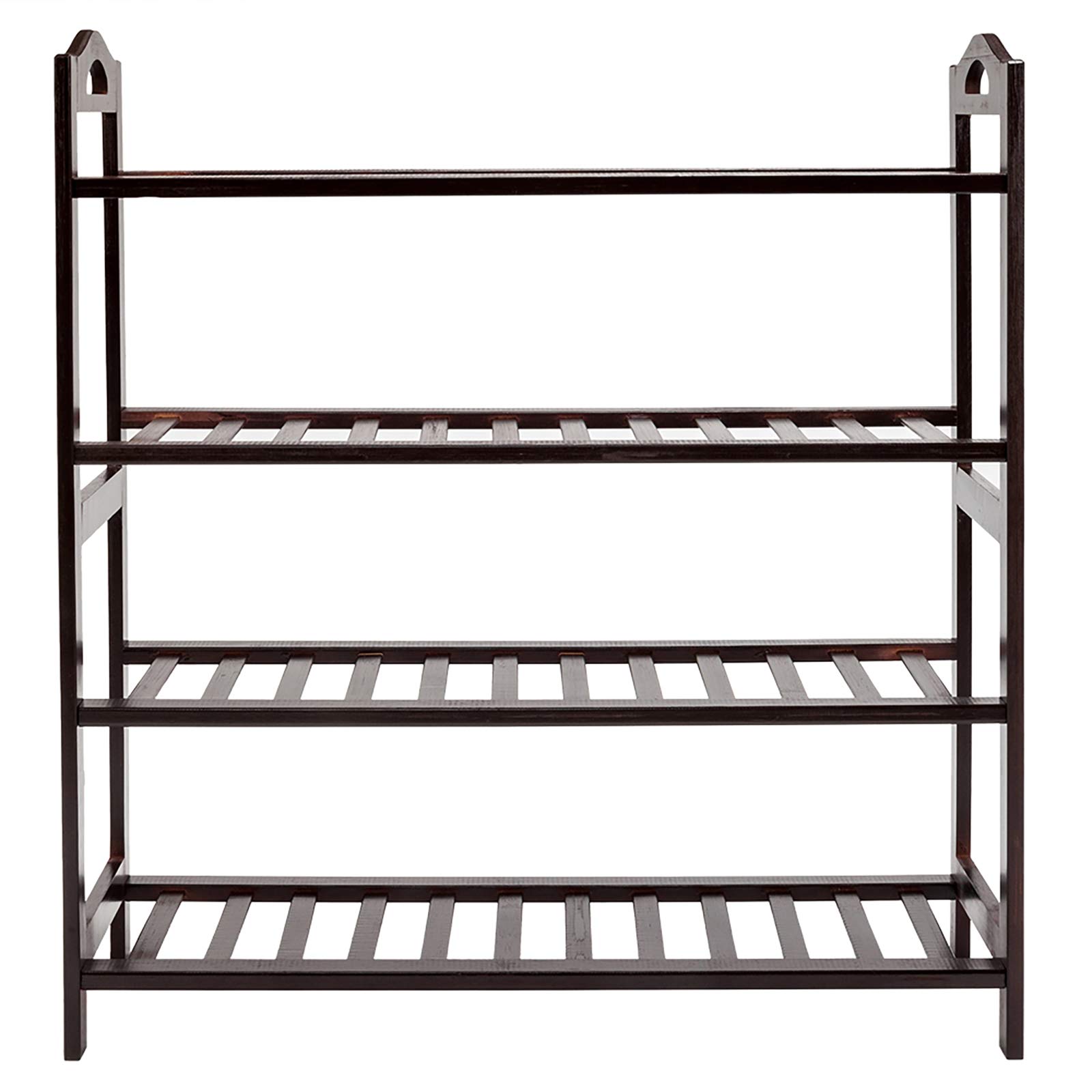 4-Tier Bamboo Shoe Rack with Handles - Free Standing Shoe Organizer for Entryway, Hallway, Bathroom & Living Room - Space Saving Storage Solution for Shoes, Boots & Sandals - Natural Eco-Friendly Home Decor