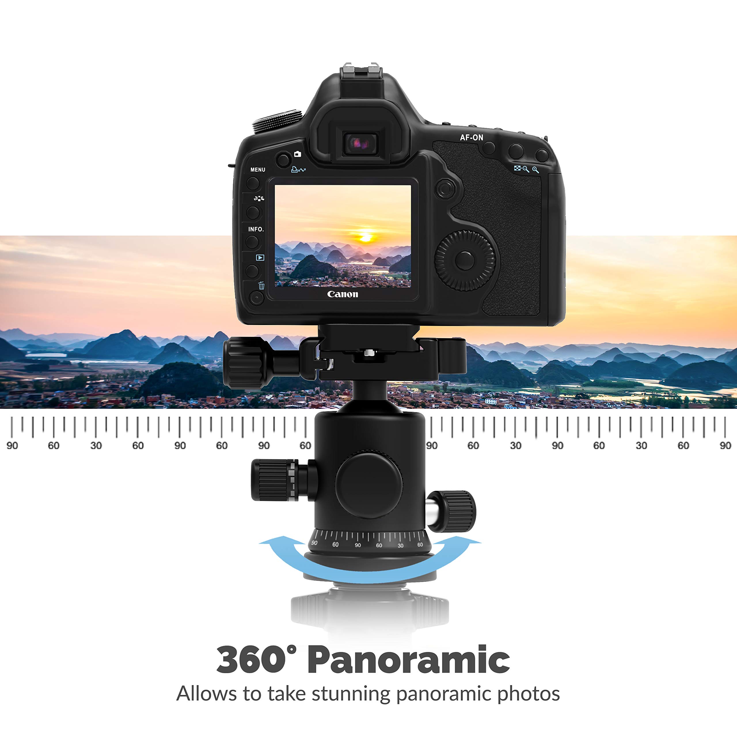 SABRENT 62-Inch Lightweight Carbon Fiber Tripod with 360° Ball Head & Quick Release Plate - Professional Camera Tripod for DSLR, Mirrorless, Video Cameras (TP-CF62) - Perfect for Travel, Vlogging, Photography & Outdoor Shooting