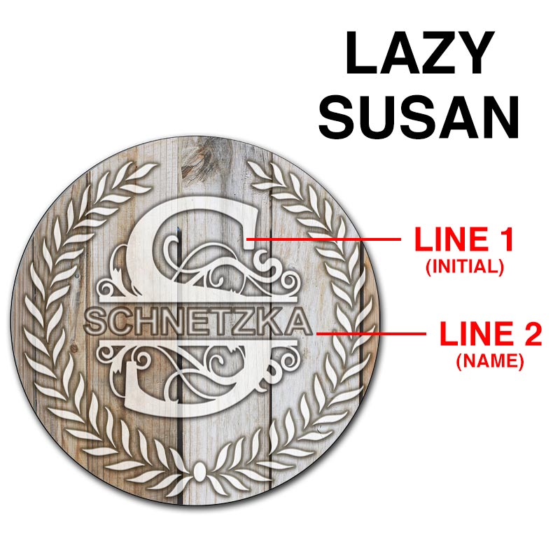 Custom Name Lazy Susan Turntable - White Wood with Leaf Design, 3 Sizes (8/10/12 Inch) - Handcrafted in USA - Perfect for Dining Tables, Kitchen Countertops & Entertaining