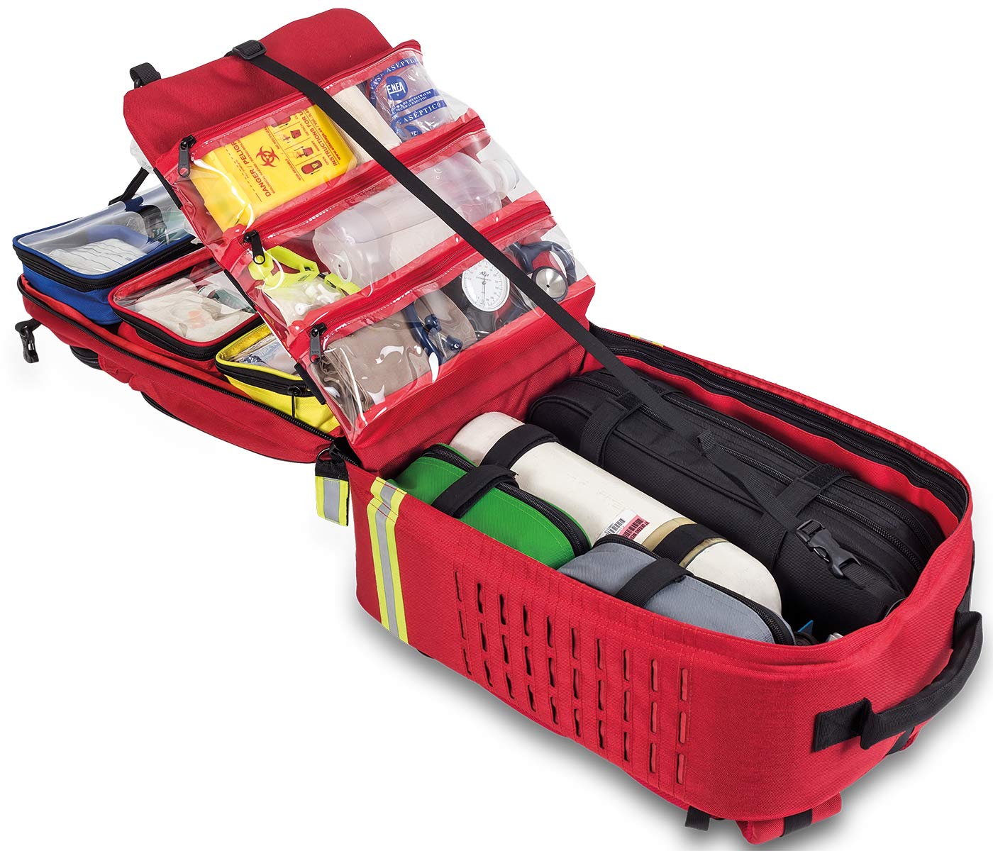 Paramed's XL Emergency First Aid Backpack - Large Red Medical Rescue Kit for EMT, Paramedics & Outdoor Adventures - Perfect for Hiking, Camping & Disaster Preparedness