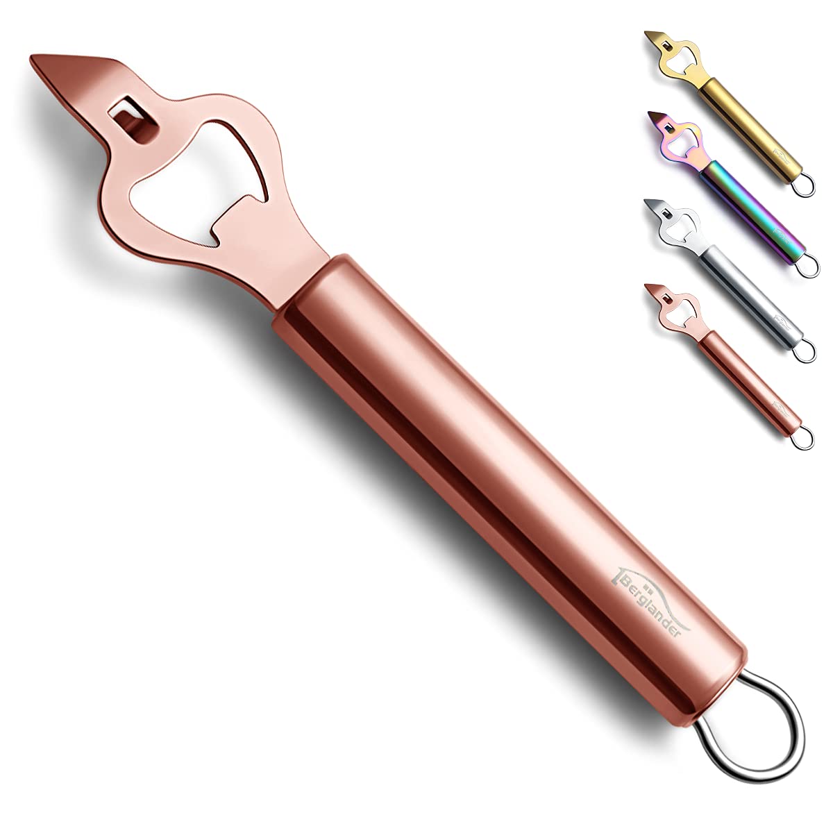 Berglander Rose Gold Bottle Opener - Premium Stainless Steel Beer & Can Opener with Titanium Plating - Durable Kitchen Tool for Home, Bar, Parties & Outdoor Use