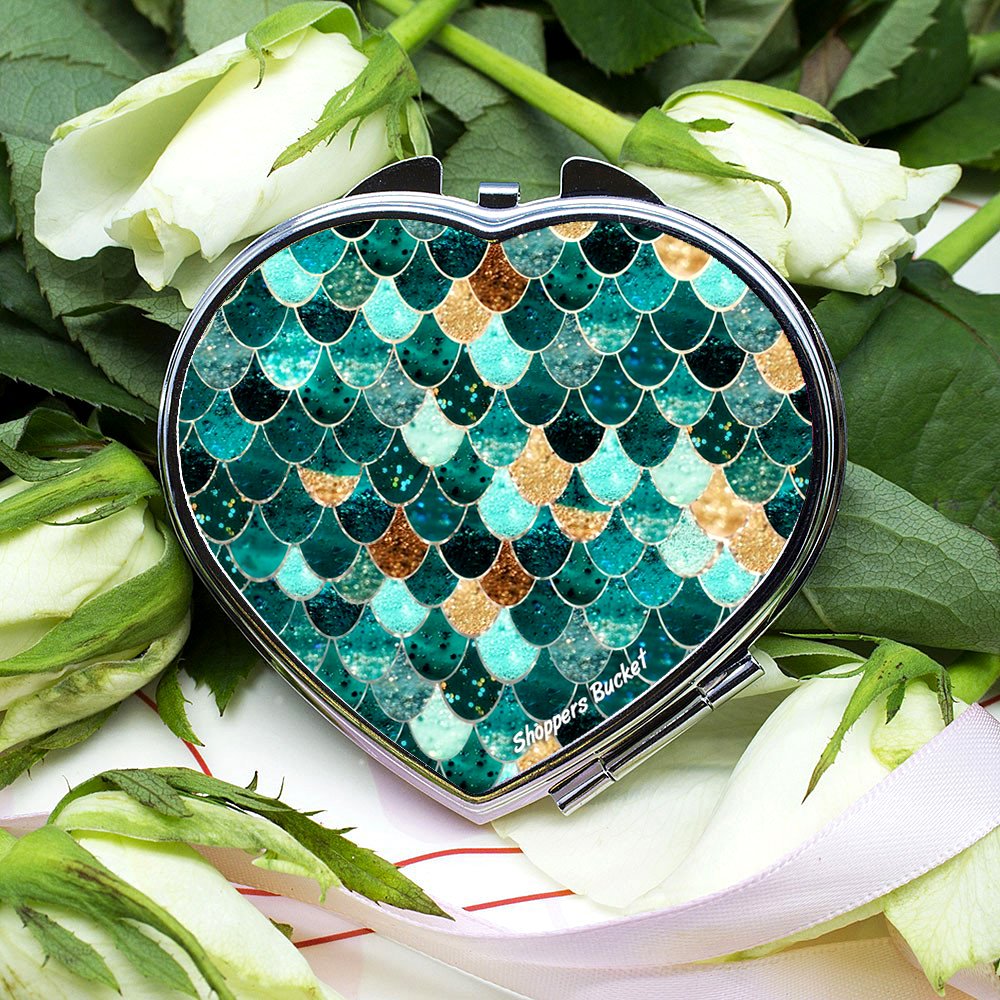 Women's Heart-Shaped Compact Mirror - Dual-Sided Travel Makeup Purse for Cosmetics & Touch-Ups