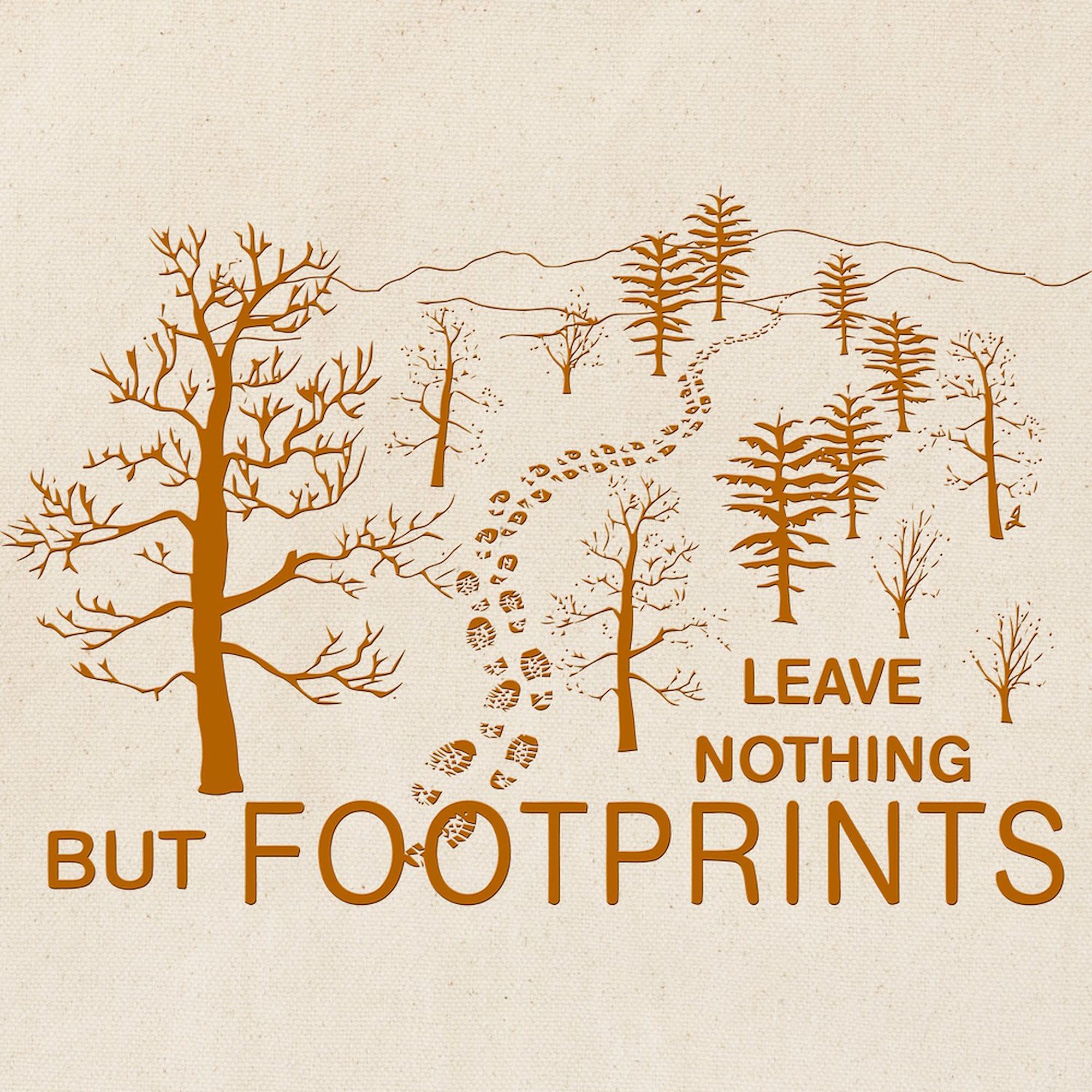 Eco-Friendly Brown Canvas Tote Bag - Reusable Natural Shopping Bag with 'Leave Nothing But Footprints' Print | Perfect for Groceries, Beach Trips & Sustainable Lifestyle