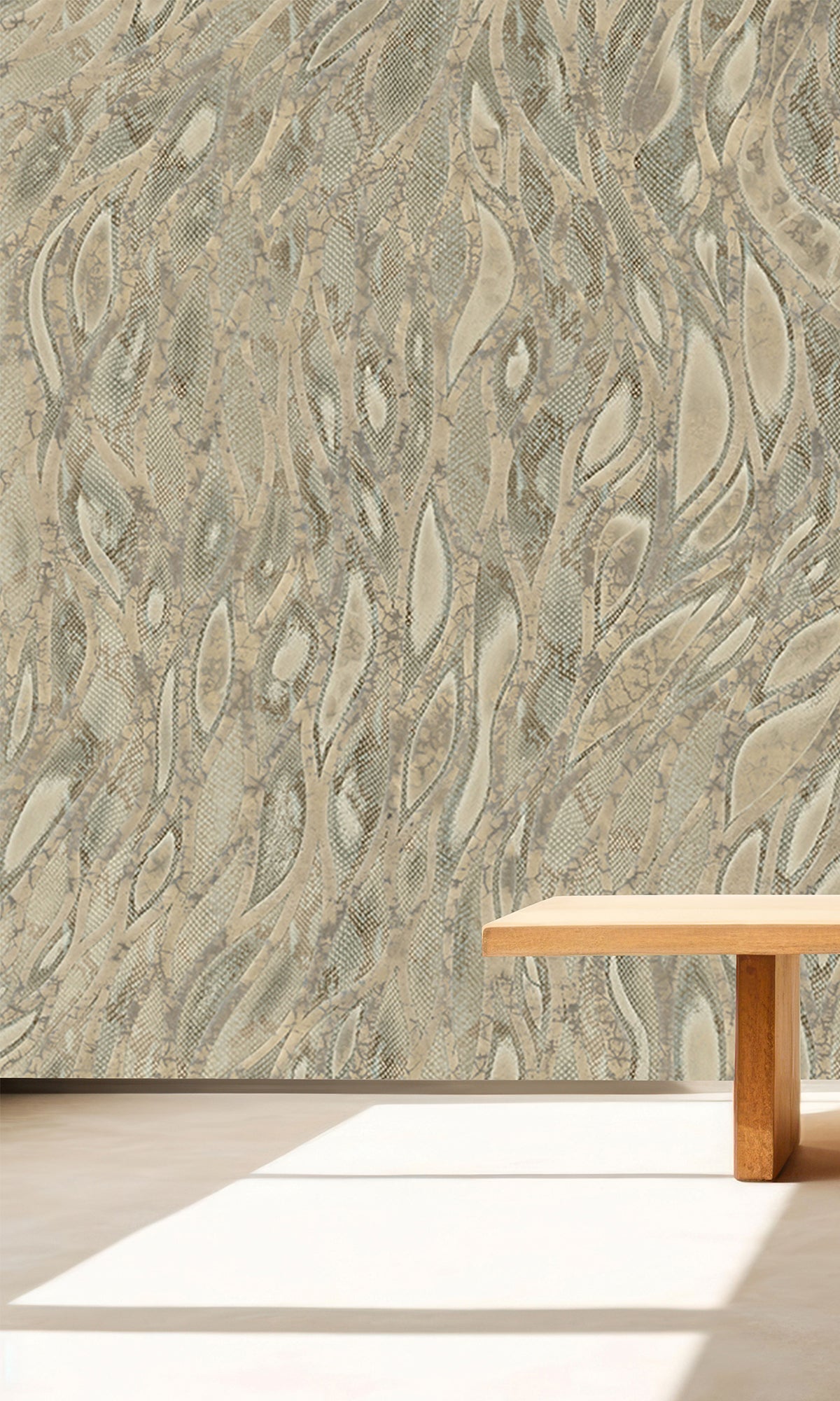 Beige Cascading Faux Snakeskin Peel and Stick Wallpaper M2608 - Self-Adhesive Removable Wall Mural for Living Room, Bedroom, Office Decor