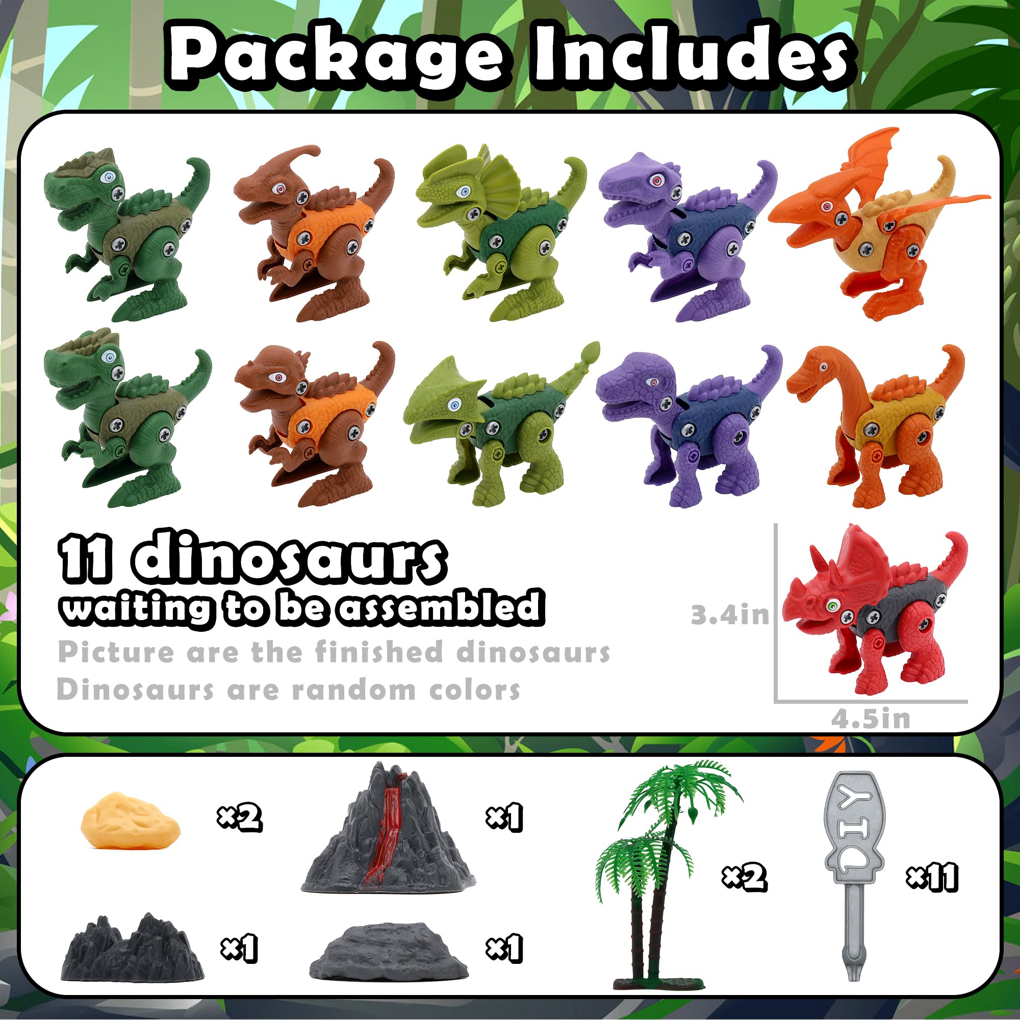Take Apart Dinosaur Toys for Kids - STEM Construction Building Set with Electric Drill, 11-Piece Jurassic Learning Kit | Educational Birthday Gifts for Boys & Girls | Perfect for Classroom Activities, Party Favors & Creative Play