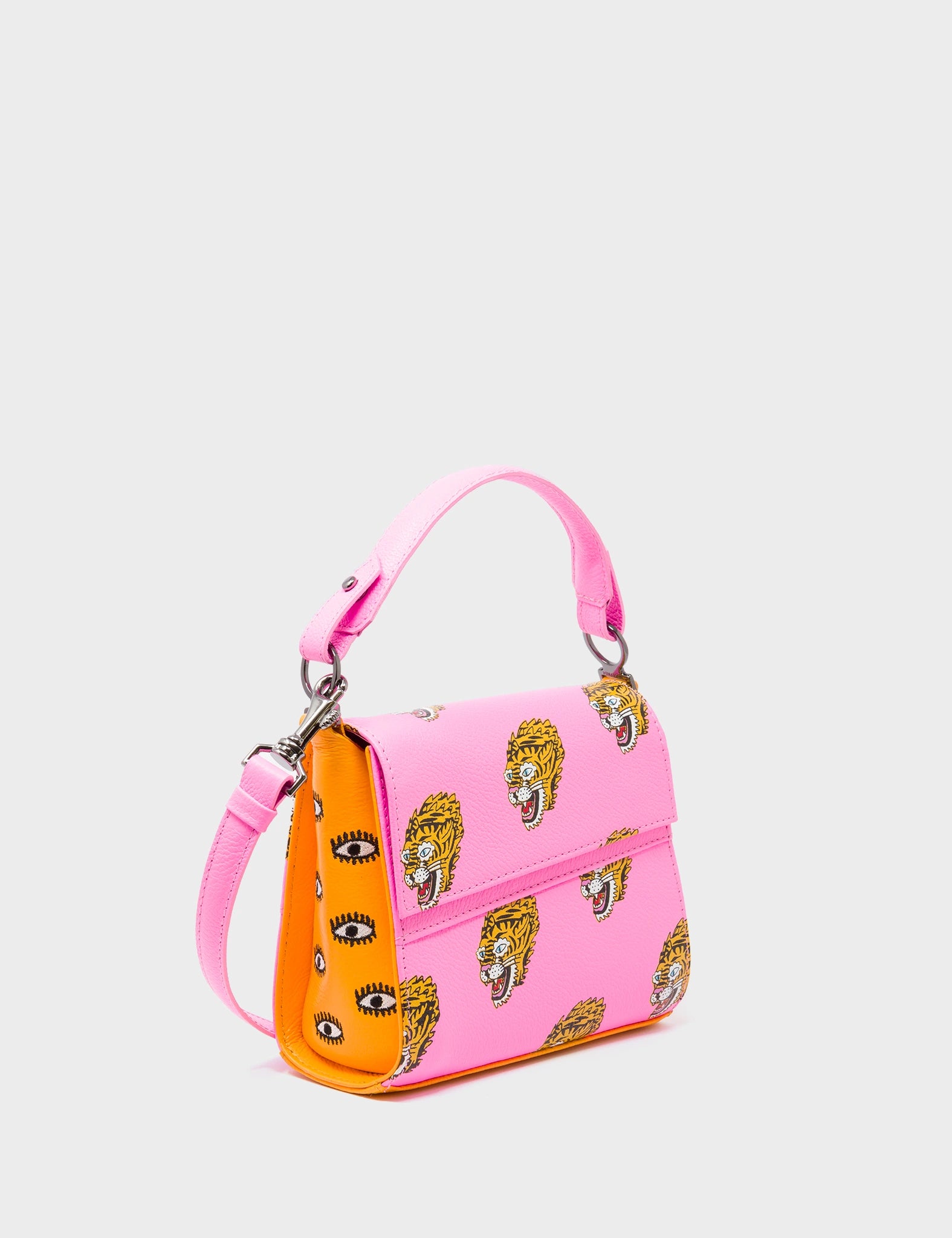Anastasio Micro Crossbody Handbag - Genuine Pink Leather with Tiger Print | Perfect for Women's Daily Use, Travel & Night Out