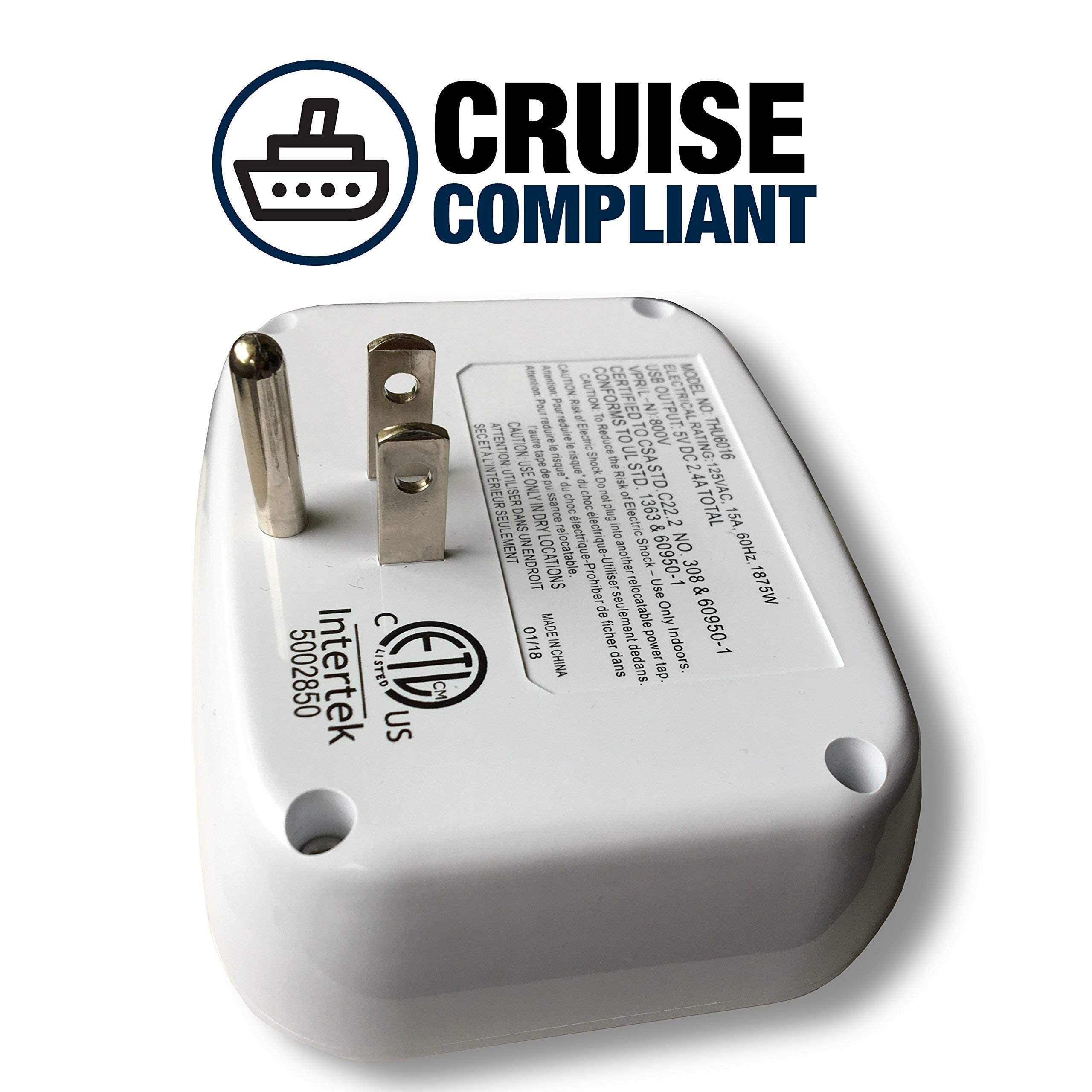 Cruise Power Strip with USB Ports & Royal Caribbean Luggage Tag Holders - Waterproof Travel Essentials Kit for Cruise Vacations, Hotels & Road Trips