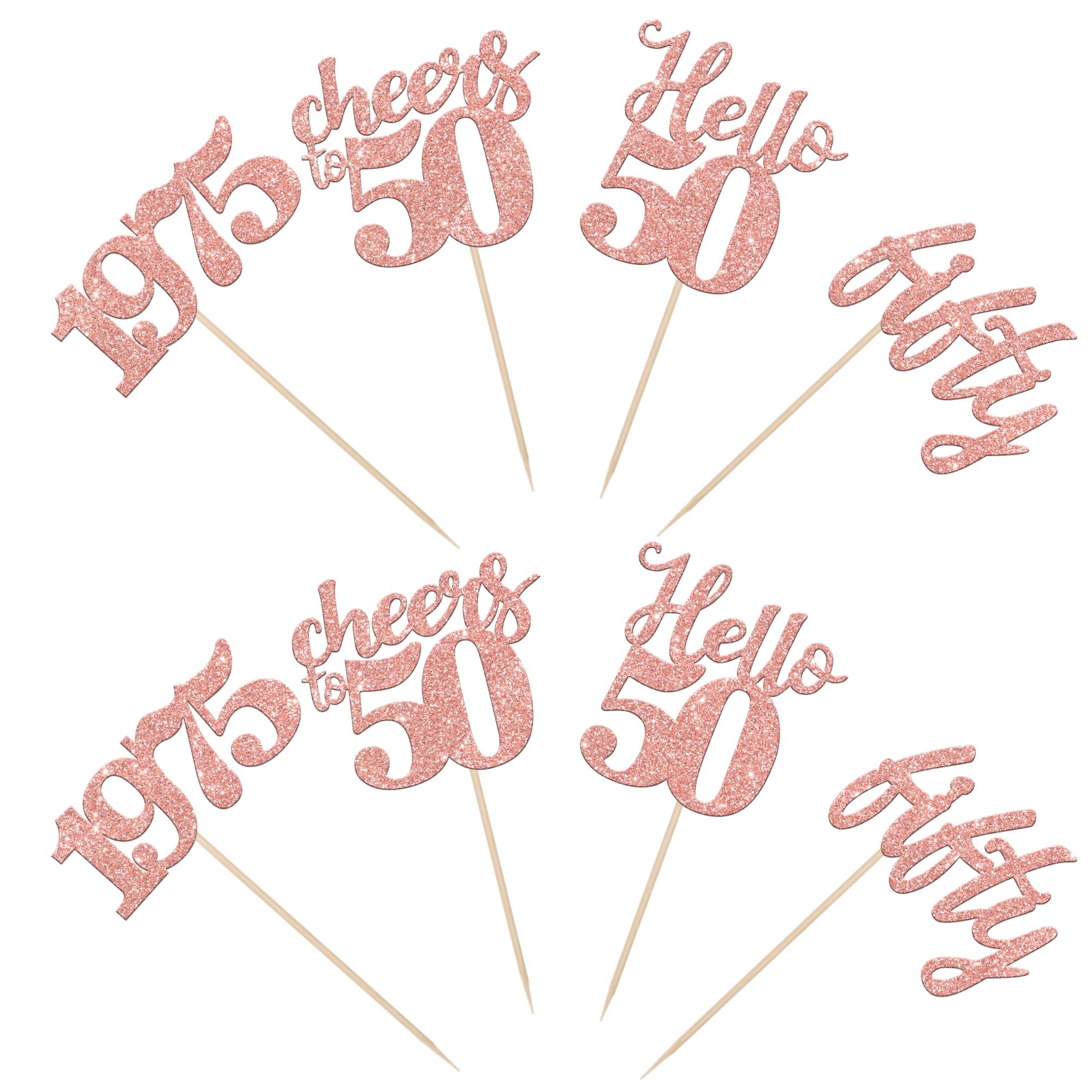 24 PCS 50th Birthday Cupcake Toppers - Glitter 