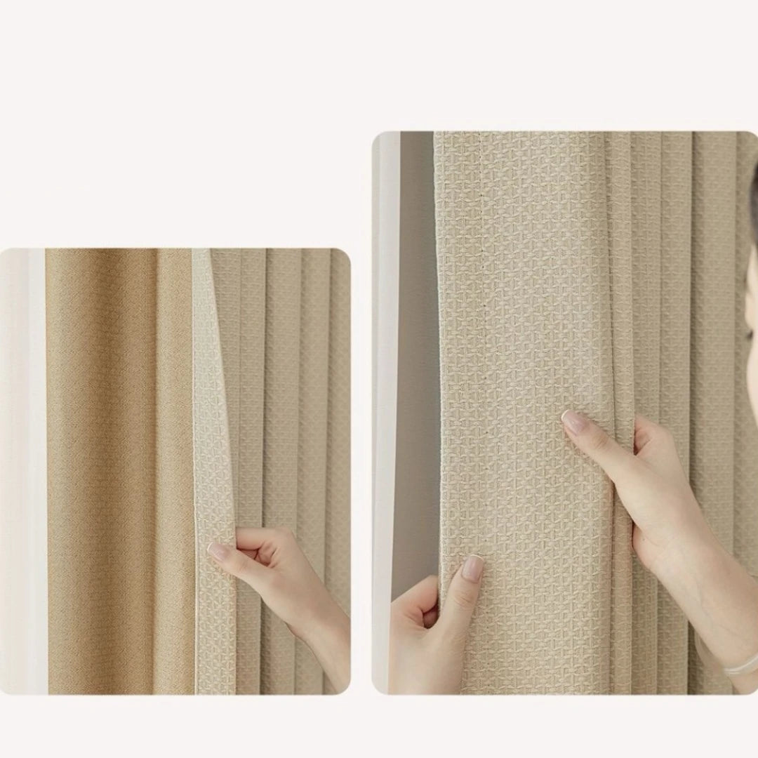 Blake Chenille Basketweave Blackout Curtains for Bedroom - Custom Room Darkening Window Drapes for Home Theater & Nursery