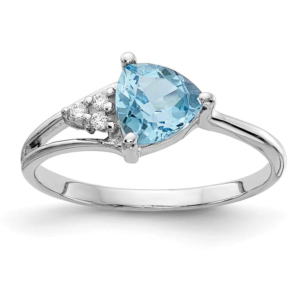 14K White Gold Blue Topaz and Diamond Engagement Ring - 6mm Band, 0.024cttw | Elegant Promise Ring for Women, Perfect for Proposals, Anniversaries & Special Occasions