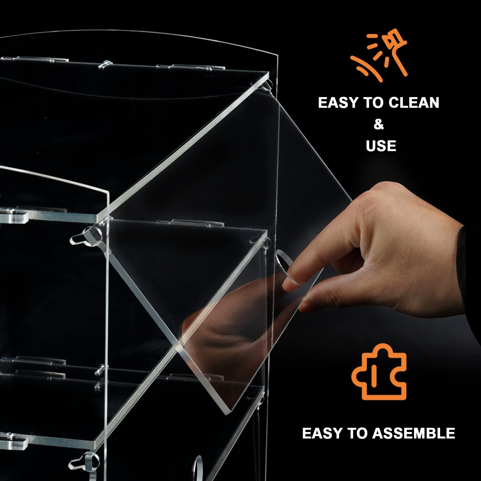 4-Tier Acrylic Display Case for Bakery Pastries, Donuts & Cookies - Countertop Dessert Showcase Cabinet - Perfect for Bakeries, Cafes & Retail Stores