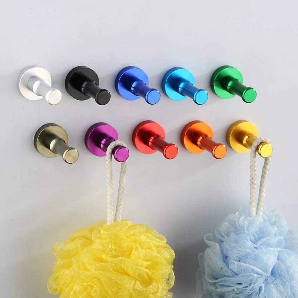 DOITOOL Heavy Duty Wall Hooks - 10 Pack Aluminum Wall Mount Hooks for Hanging Coats, Hats, Keys & More - Durable Metal Hooks for Home, Office, Garage & Entryway Organization