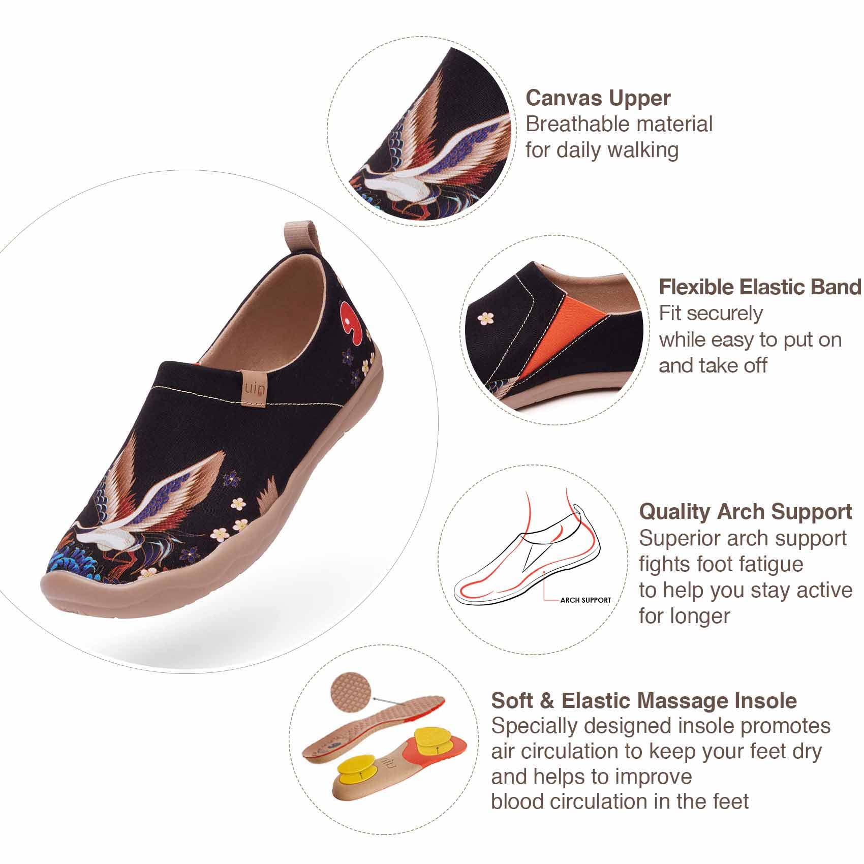 UIN Women's Art Travel Slip-On Shoes - Lightweight Breathable Casual Loafers for Women - Comfortable Walking Flats for Travel, Work & Everyday Wear
