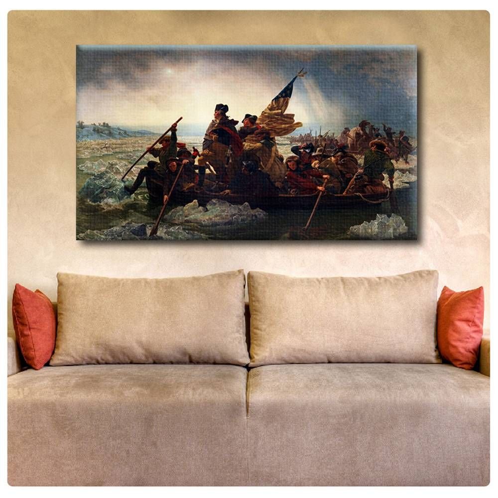 Alonline Art - Emanuel Leutze Washington Crossing The Delaware Fine Art Print on Premium Photo Paper | 61x35 inches (156x89cm) Rolled Poster | Museum-Quality Wall Decor for Bathroom, Living Room & Office | HD Reproduction for Home & Commercial Spaces