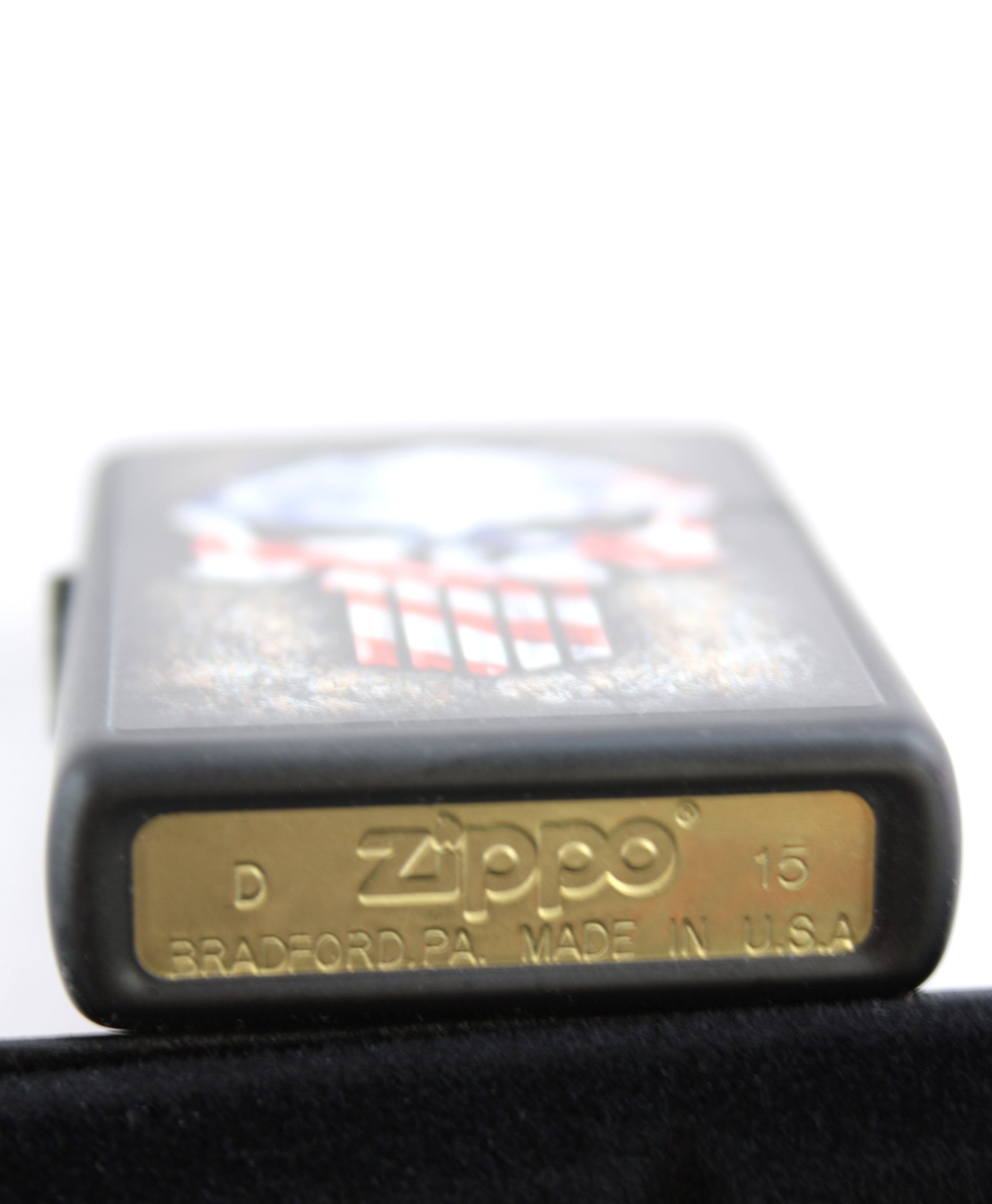 Zippo Custom American Flag Punisher Skull Lighter - Matte Black Windproof Refillable Lighter for Outdoor Camping, Hiking & Survival Gear