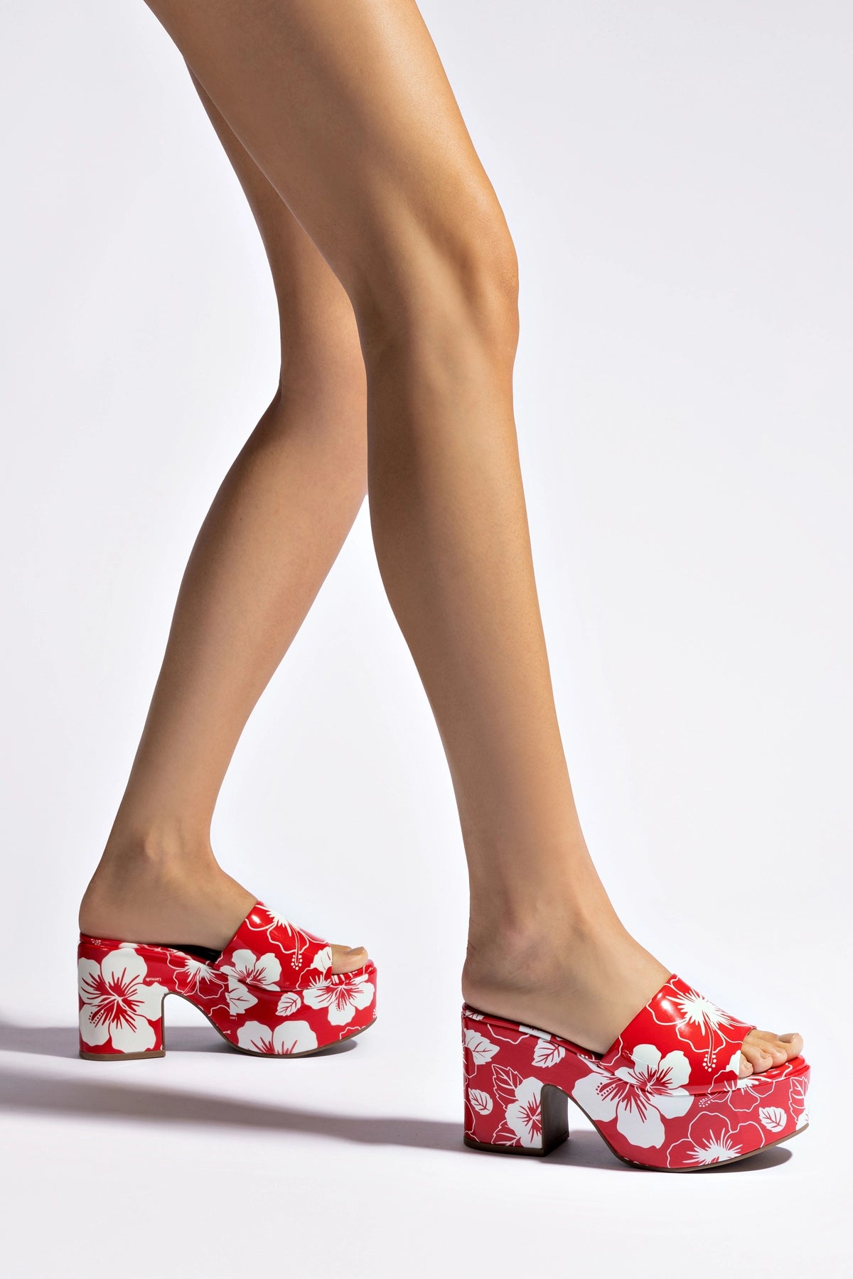Miso Platform Sandal - Women's Scarlet Printed Leather Sandals for Summer | Comfortable & Stylish | Perfect for Beach, Vacation, and Casual Outings