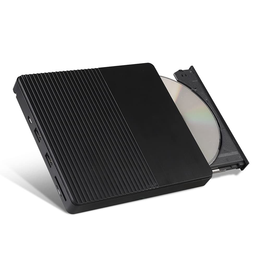 Knadgbft External DVD Burner Drive - USB 3.0 & USB-C Compatible Portable CD/DVD Writer for Laptop, Desktop, Mac, PC - Perfect for Watching Movies, Burning Discs, Installing Software & Data Backup
