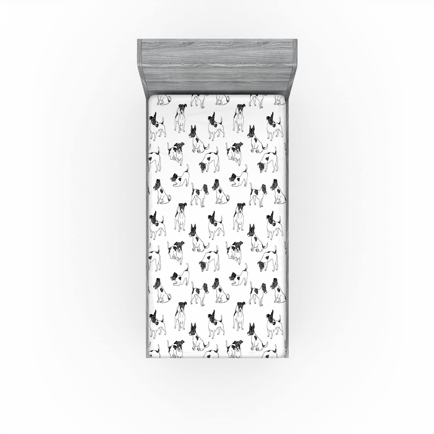 Ambesonne Dog Lover 2-Pack Twin XL Fitted Sheets - Sketch Terriers Design for Pet Lovers Bedroom
