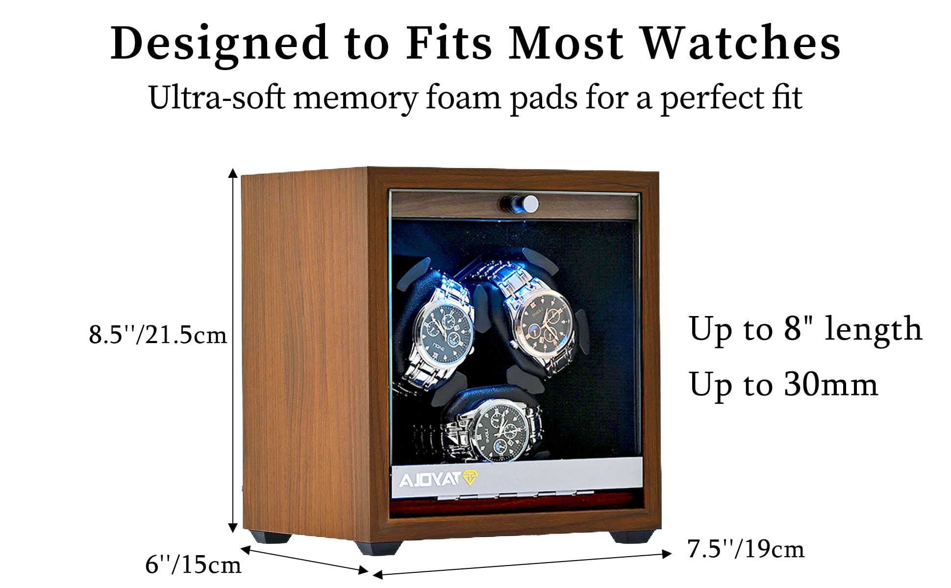 Premium Automatic Watch Winder with LED Display & Memory Foam - Ultra Quiet 4 Rotation Modes for Men & Women - Perfect for Watch Collection Storage, Travel, and Nightstand Display