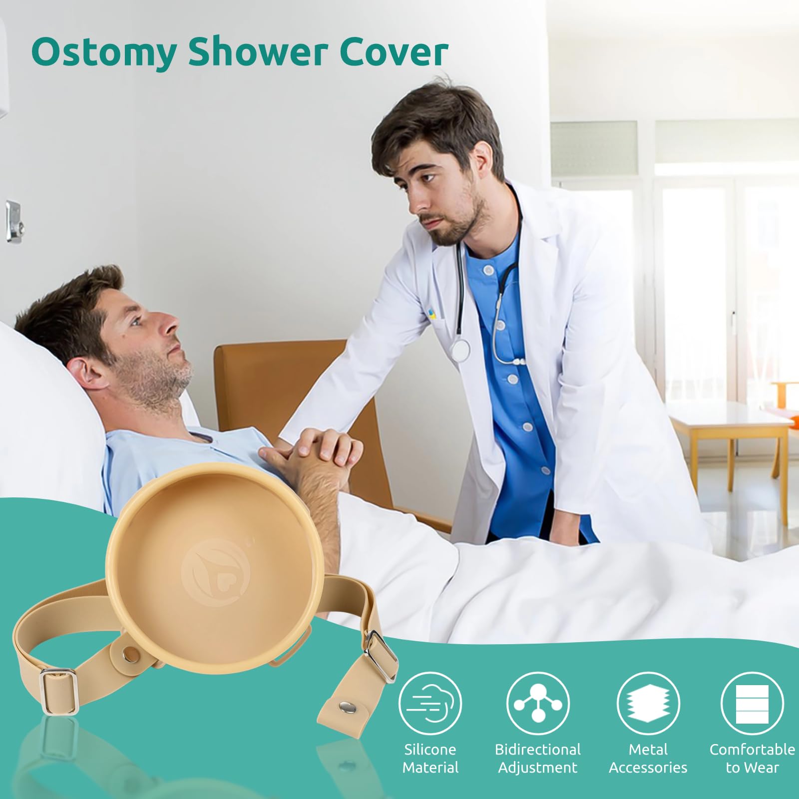 Lnrueg Ostomy Shower Cover - Waterproof Stoma Protector with Adjustable Belt for Ostomy Bags | Post-Surgery Bathing Protection for Colostomy, Ileostomy & Urostomy Patients