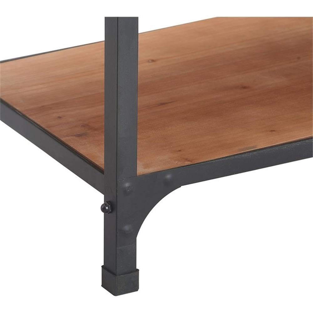 Serta Overland 3-Tier Media Shelf Table - Rustic Wood & Black Metal TV Stand Console for Flat Screen TVs up to 64