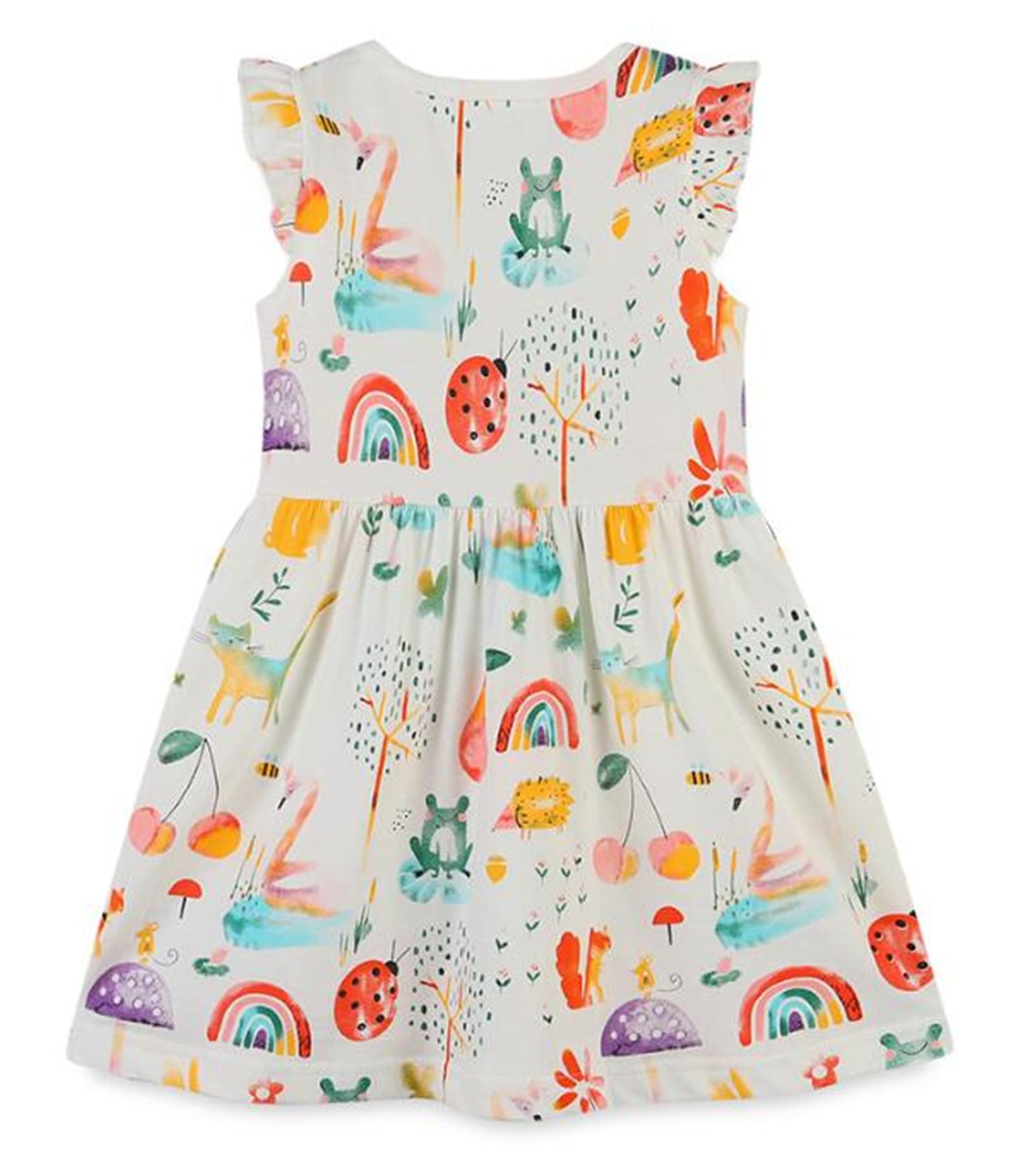 Little Girls Cotton Flutter Short Sleeve Summer Dress for 2-7 Years Old - Cute Casual Play Outfits for Toddler & Kids - Perfect for Beach, Party & Everyday Wear