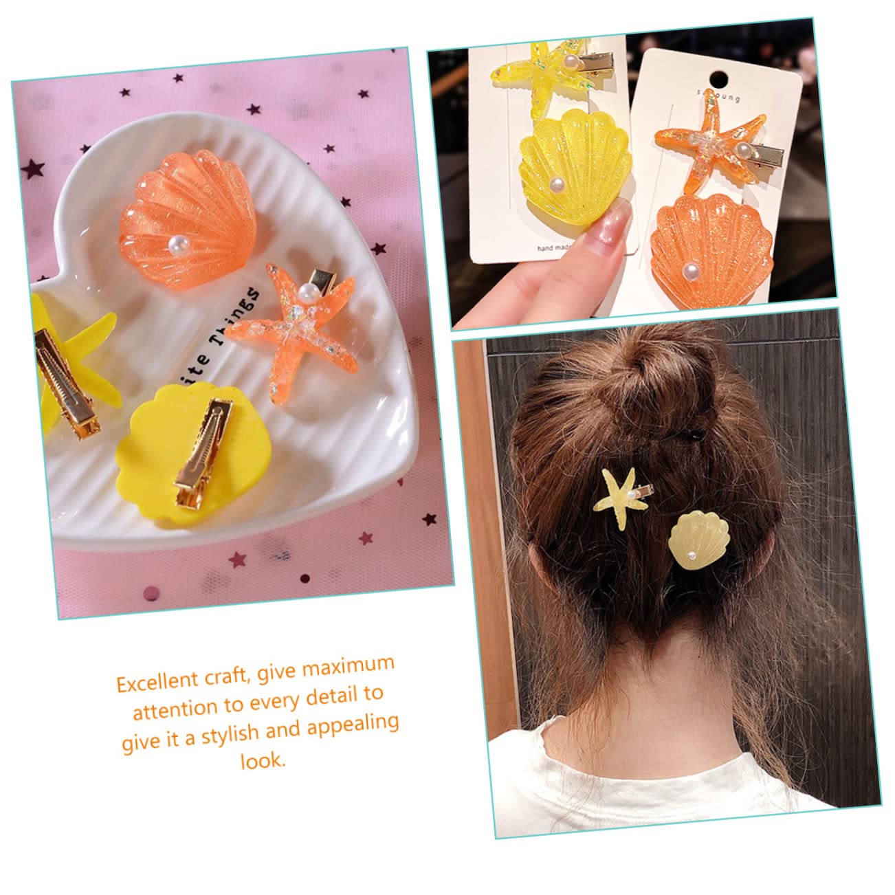 Mermaid Hair Clips 4Pcs - Seashell Barrettes for Girls, Styling Accessories for Beach & Party