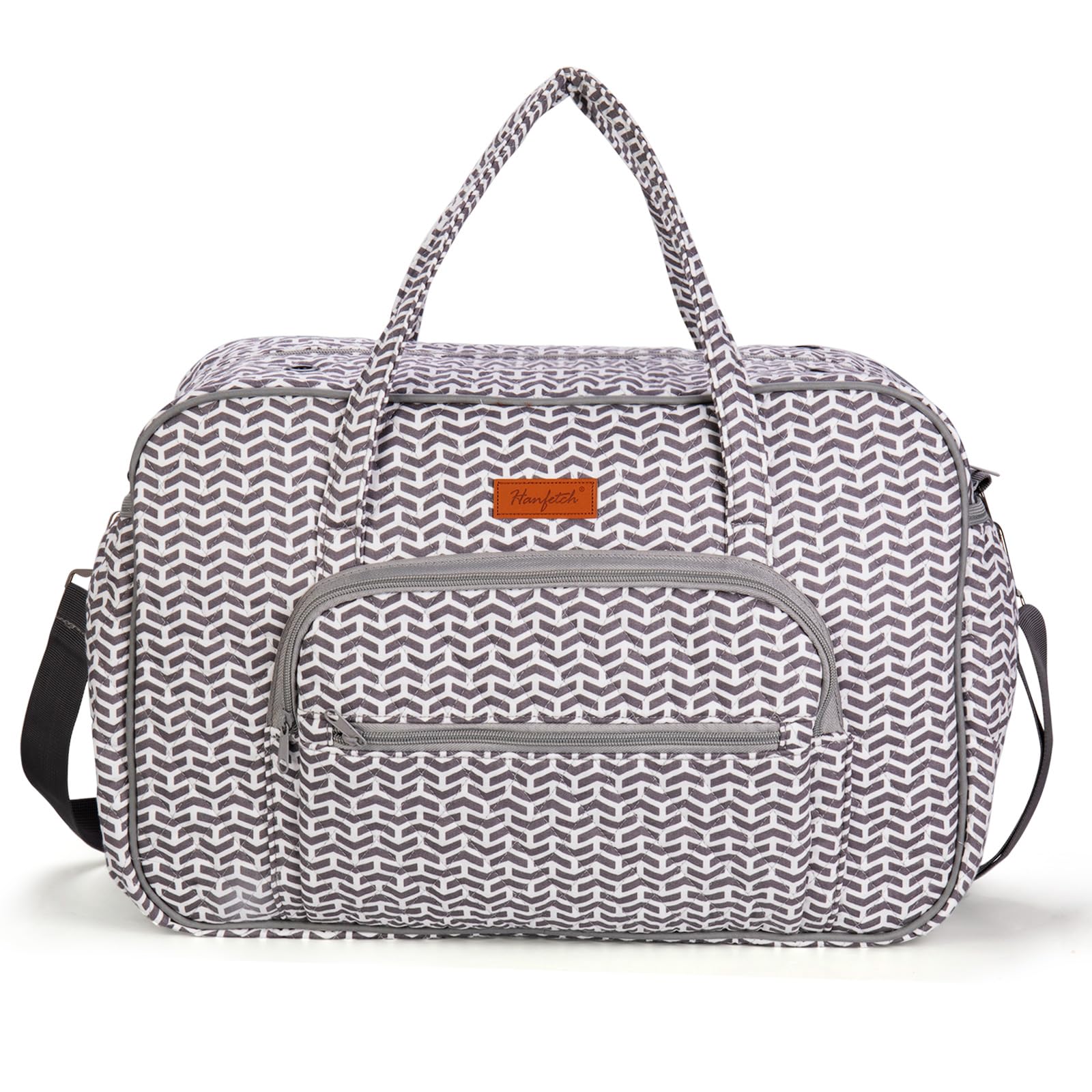 Hanfetch Yarn Storage Organizer - Large Knitting Crossbody Bag & Crochet Tote for Yarn, Needles, Hooks - Perfect for Crafting On-The-Go, Travel Projects & Home Organization (Gray-Arrow)