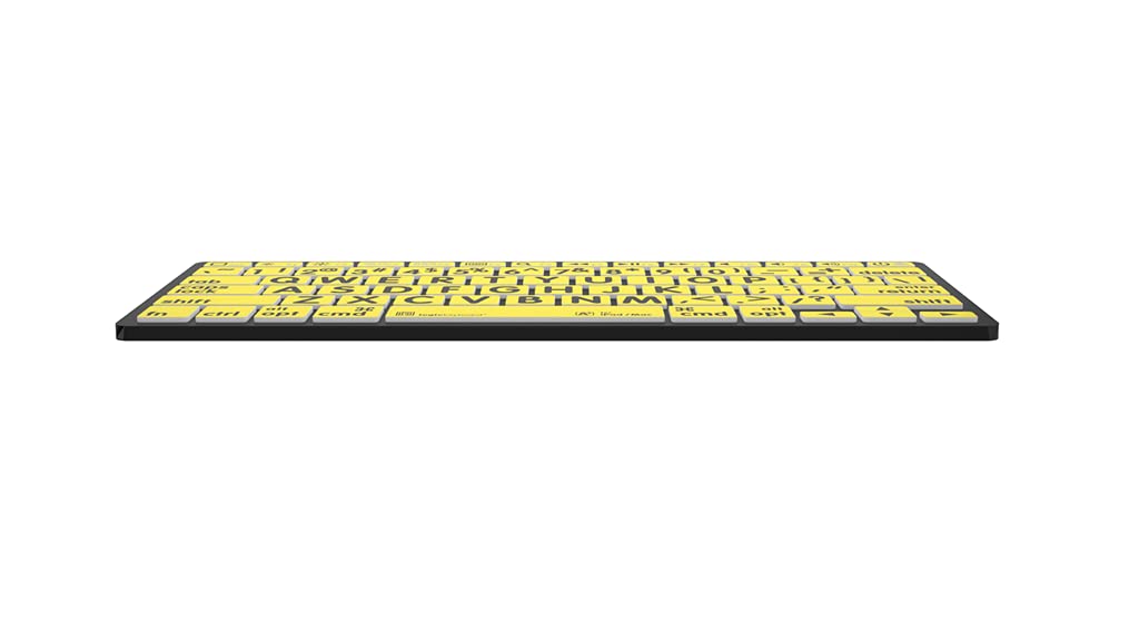 LogicKeyboard XL Print - Black on Yellow Bluetooth Mini Keyboard for Apple iPad, iPhone, iPod & Android Devices - Wireless Portable Keyboard for Office, Home & Travel (Model: LKBU-LPBY-BTON-US)