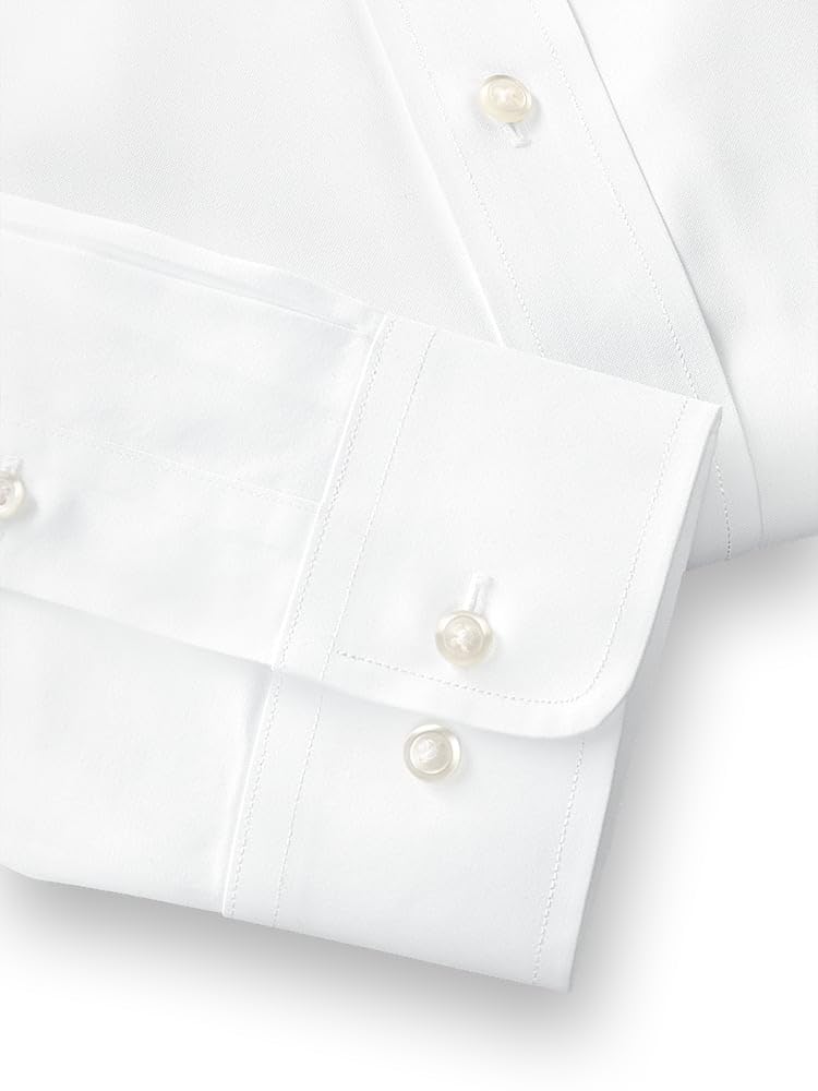 Paul Fredrick Men's Tailored Fit Non-Iron Pinpoint Cotton Dress Shirt for Business & Formal Occasions - Wrinkle-Free Office & Wedding Attire