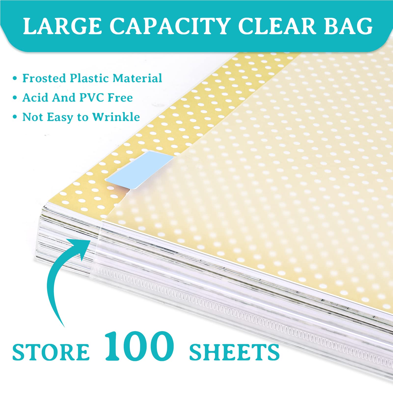 Caydo 20-Piece Clear 12x12 Scrapbook Paper Organizer with Tabs & Gusset Bottom - Perfect for Storing Scrapbook Paper, Vinyl Sheets, Cardstock & Craft Supplies - Ideal for Scrapbooking, Card Making & DIY Projects