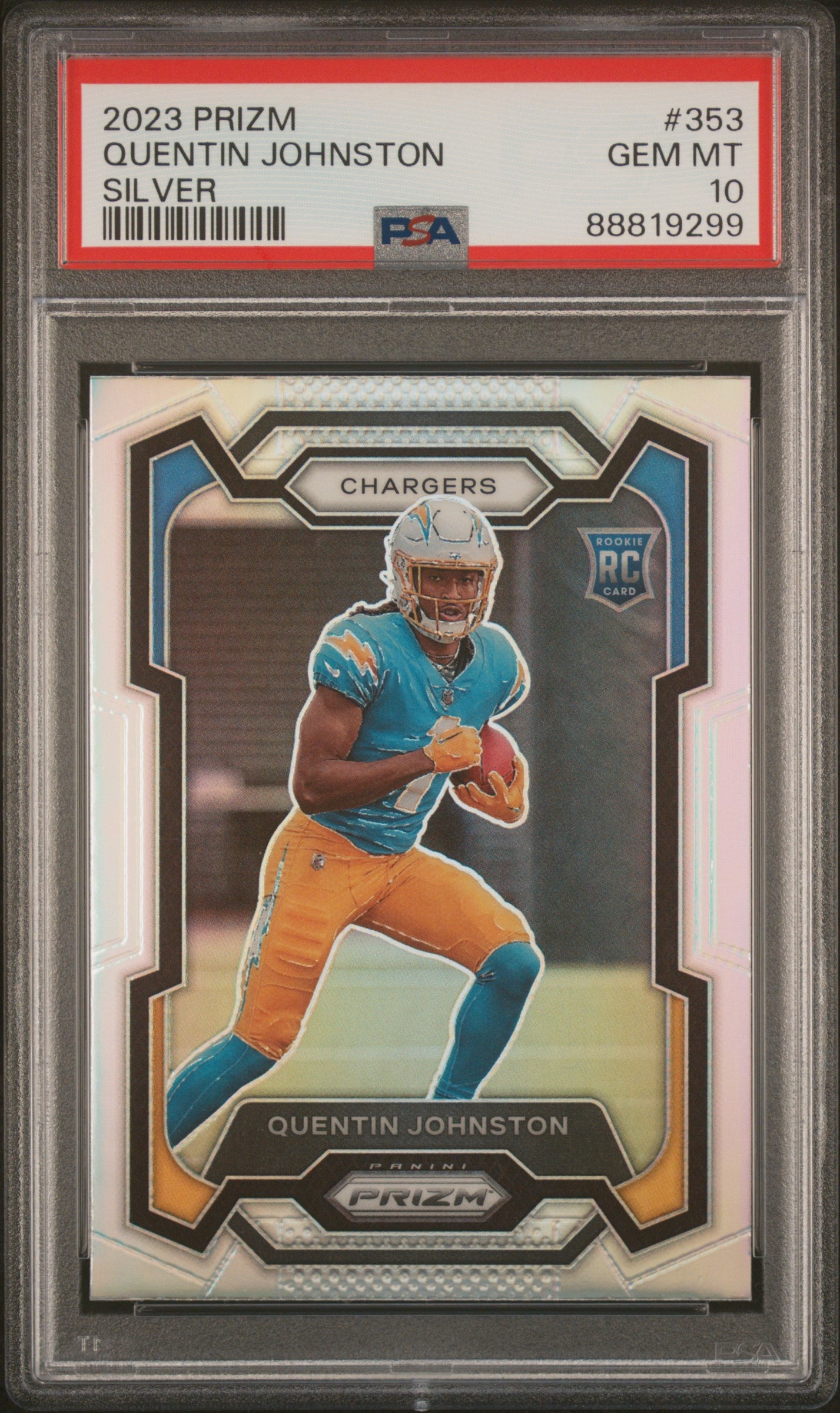 2023 Panini Prizm Quentin Johnston Silver #353 PSA 10 Rookie Card - Perfect for NFL Collectors, Sports Memorabilia Enthusiasts & Investment Portfolio