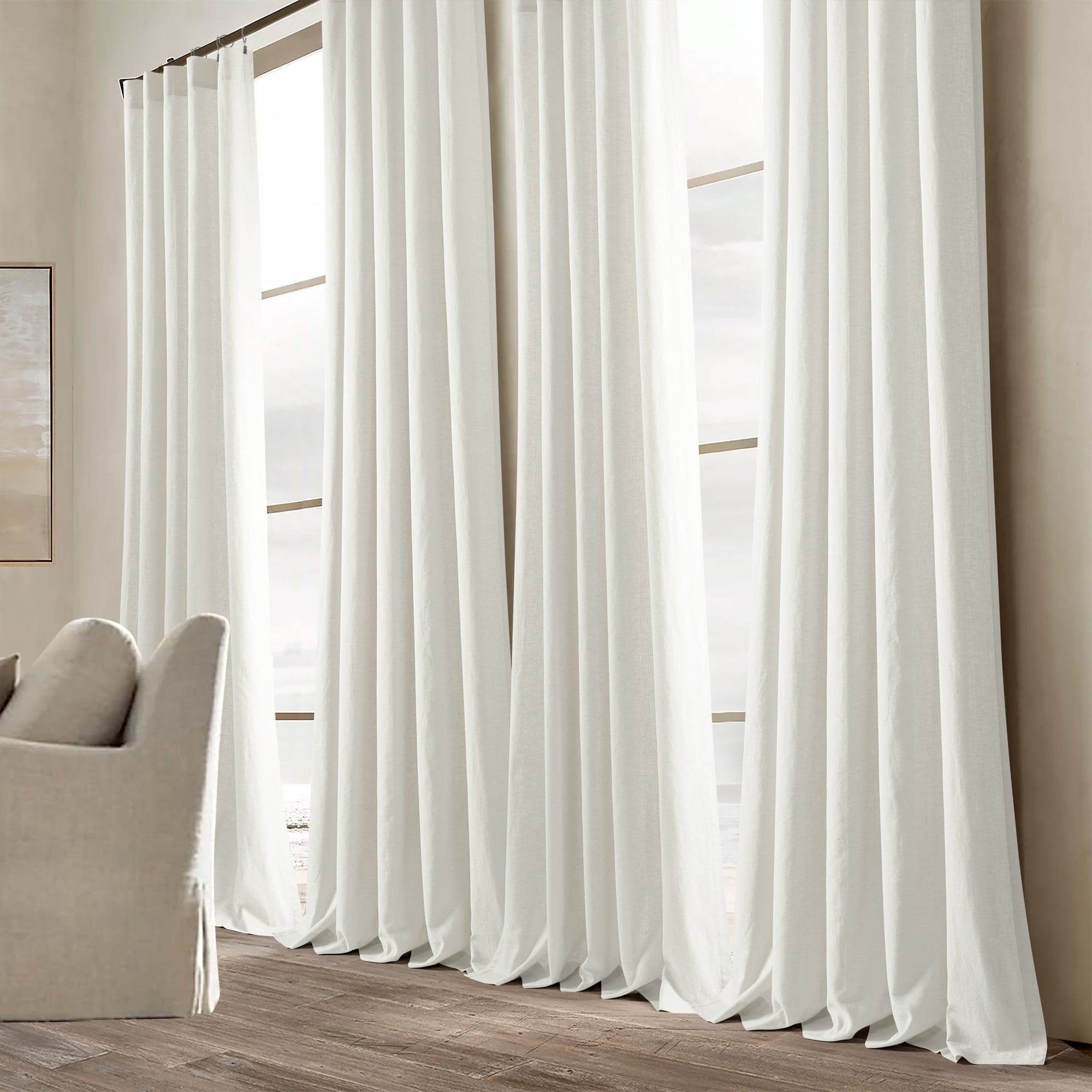 Premium Belgian Flax Prewashed Linen & Cotton Blend Curtain Panel - Elegant Window Treatment for Living Room, Bedroom & Home Decor