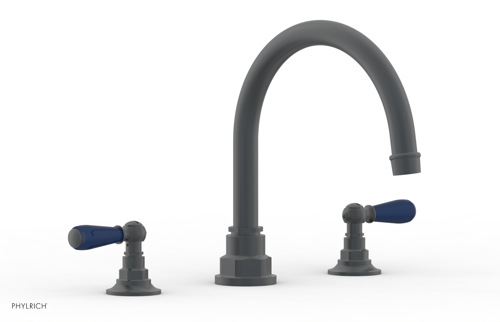 Jamestown Deck Tub Set with Lever Handles - Navy Blue Accented Bathroom Faucet (41
