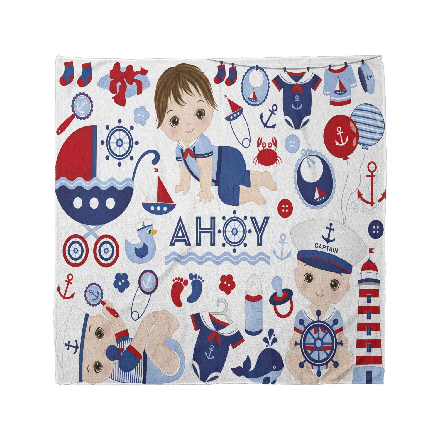 Ambesonne Cartoon Unisex Bandana - Sailor Clothes Design in Sea Blue & Dark Coral | Perfect for Beach Outfits, Cosplay & Fashion Accessories