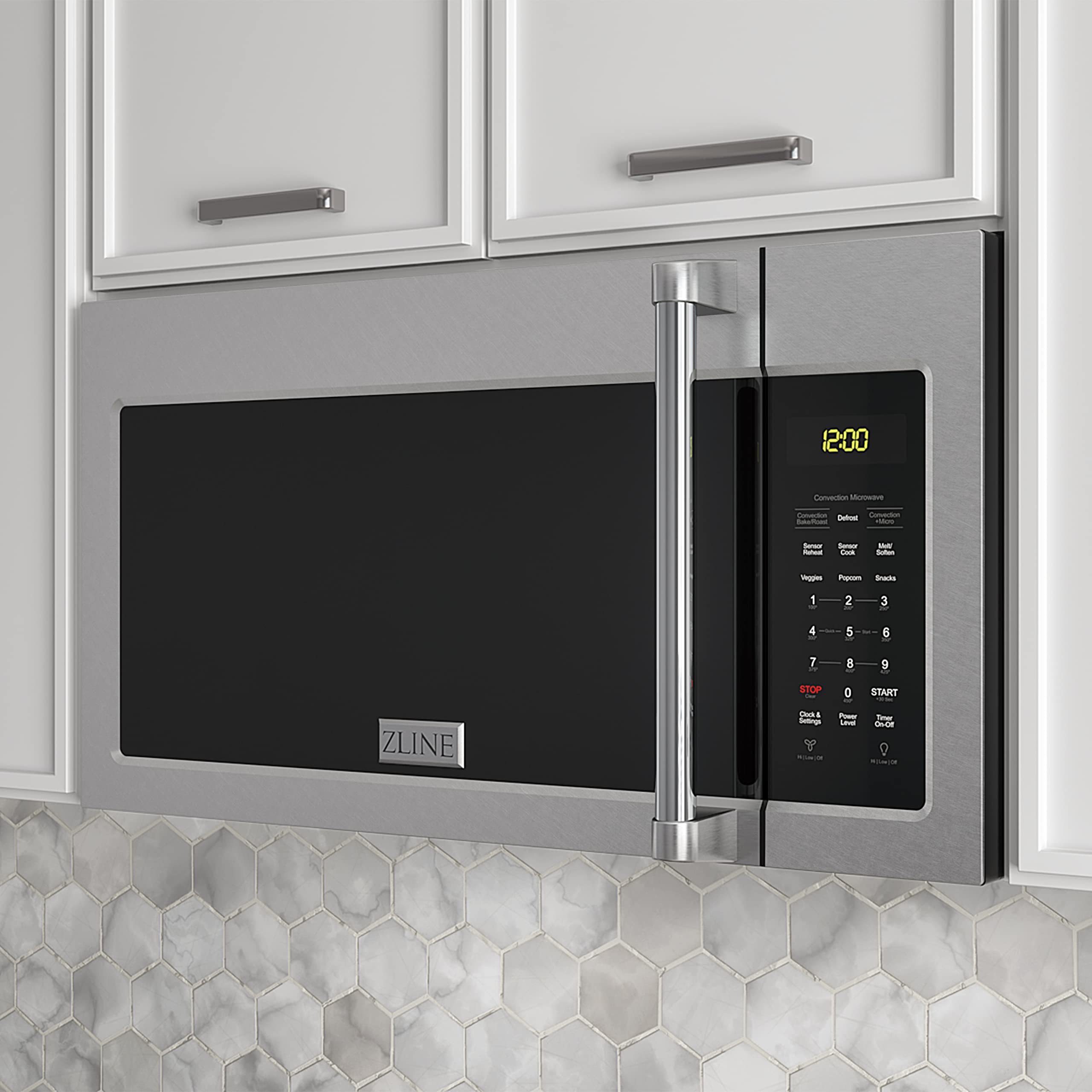 ZLINE 1.5 cu. ft. Over the Range Convection Microwave Oven - Fingerprint Resistant Stainless Steel, Traditional Handle & Sensor Cooking - Perfect for Small Kitchens & Modern Homes