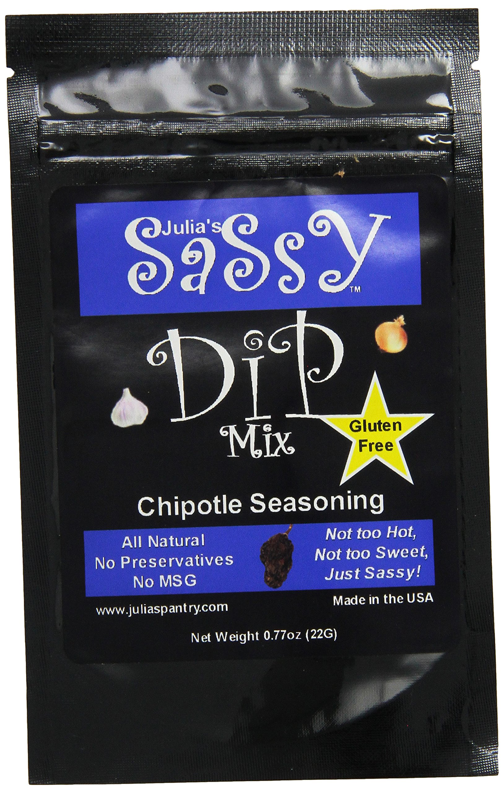 Julia's Pantry Chipotle Sassy Dip & Seasoning Mix - 0.78oz (24 Pack) | Spicy Flavor for Nachos, Tacos, Burgers & Party Snacks