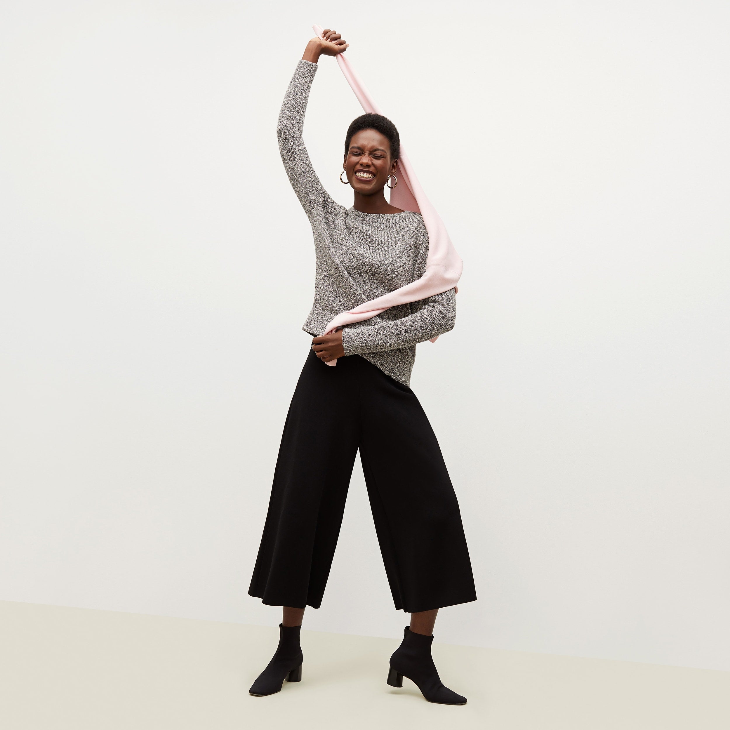 Rogala Stretch Culotte Jumpsuit & Knit Cardigan Set in Black | Comfortable Lounge Wear for Women | Perfect for Yoga, Travel, and Casual Outings