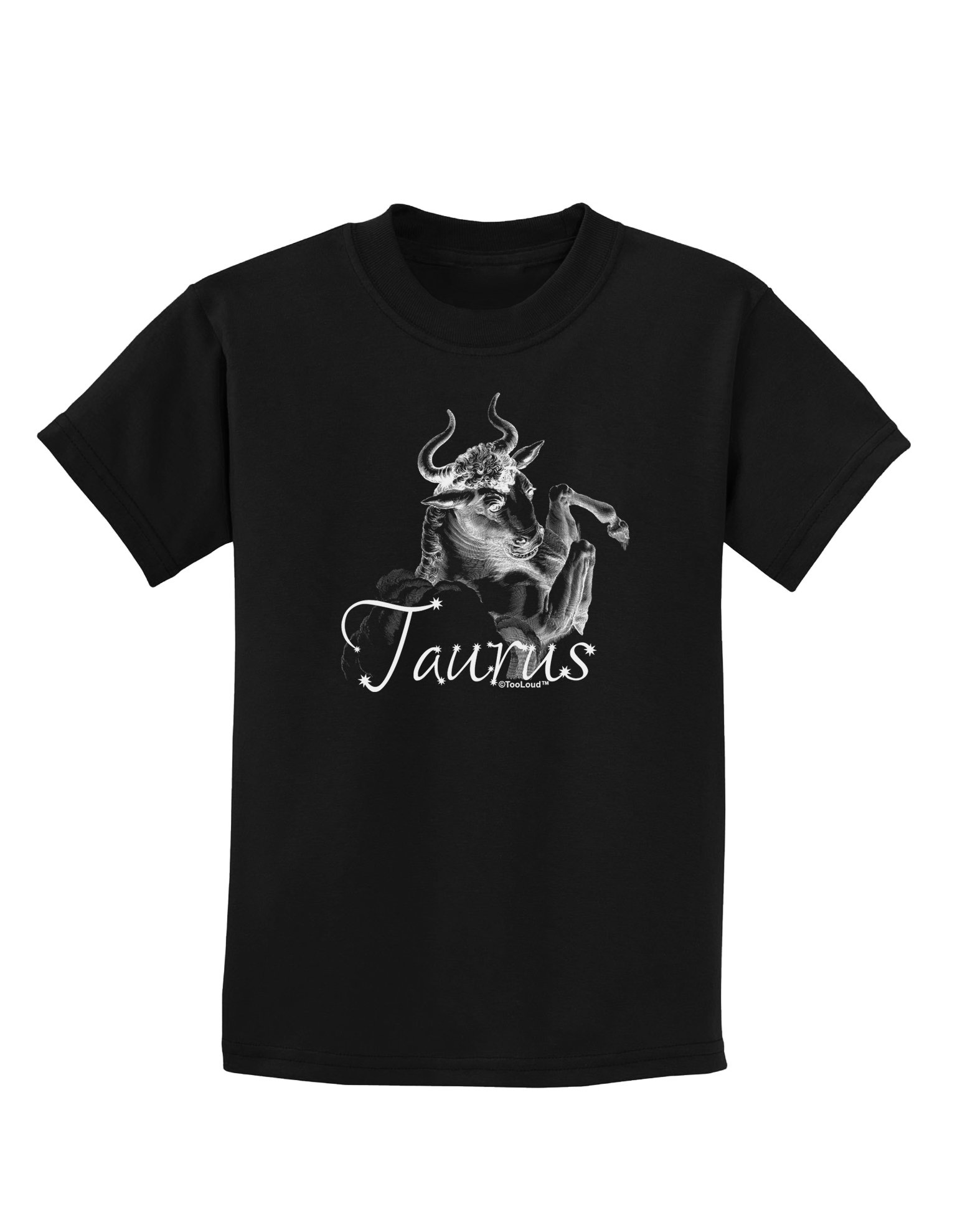 TOOLOUD Taurus Zodiac Kids Dark T-Shirt - Comfortable Cotton Graphic Tee for Boys & Girls - Perfect for Birthday Gifts, School Wear & Casual Outfits