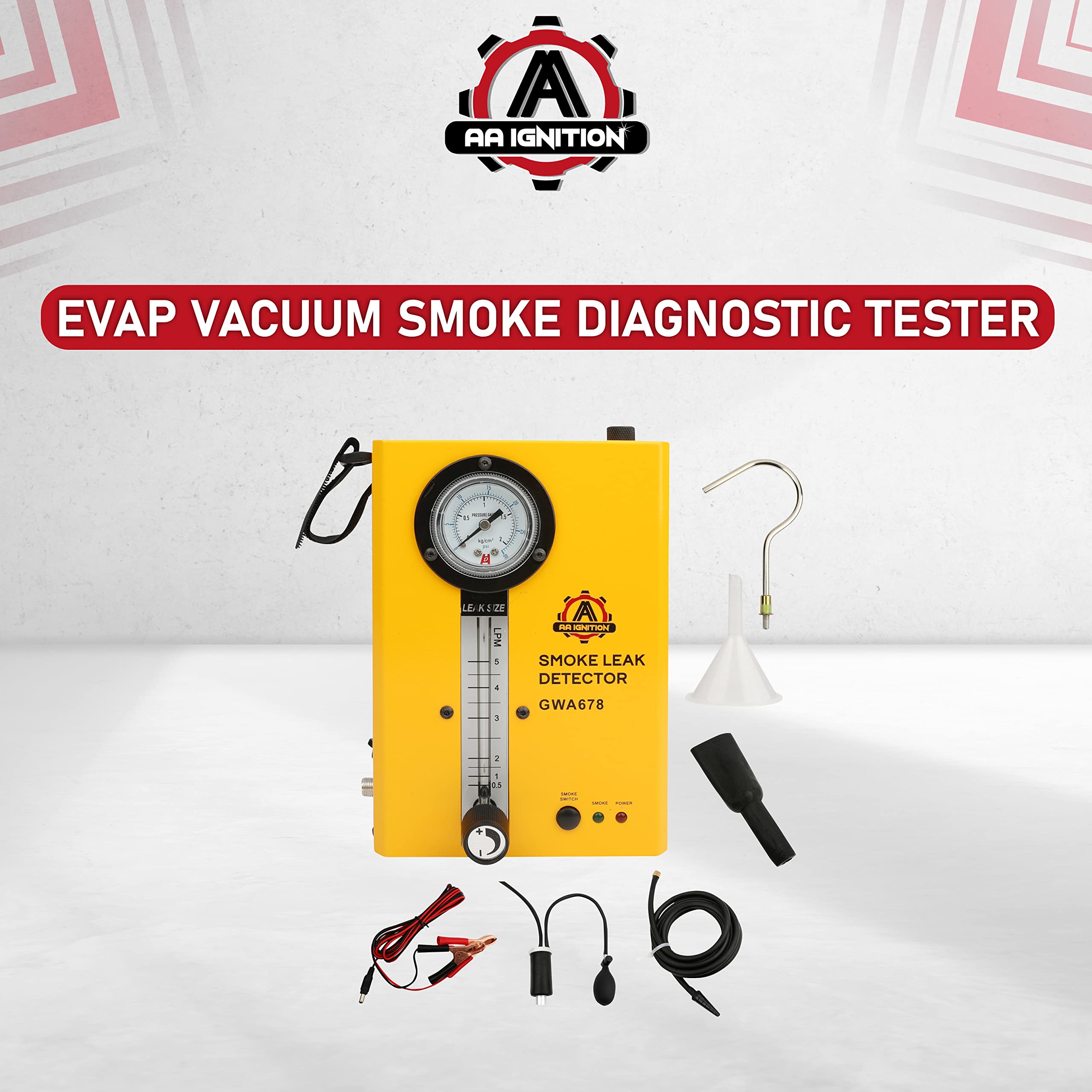12V Automotive Smoke Machine Leak Detector - Evap Vacuum Tester for Fuel & Exhaust System Diagnostics | Portable Pipe Leakage Tester for Cars, Trucks & Motorcycles | Ideal for Mechanics & DIY Auto Repair